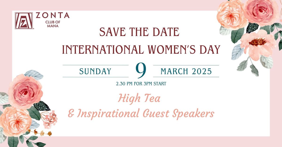 IWD High Tea - join us at the ParaPlimm Rugby Clubrooms on March 9 2025 for a IWD High Tea 