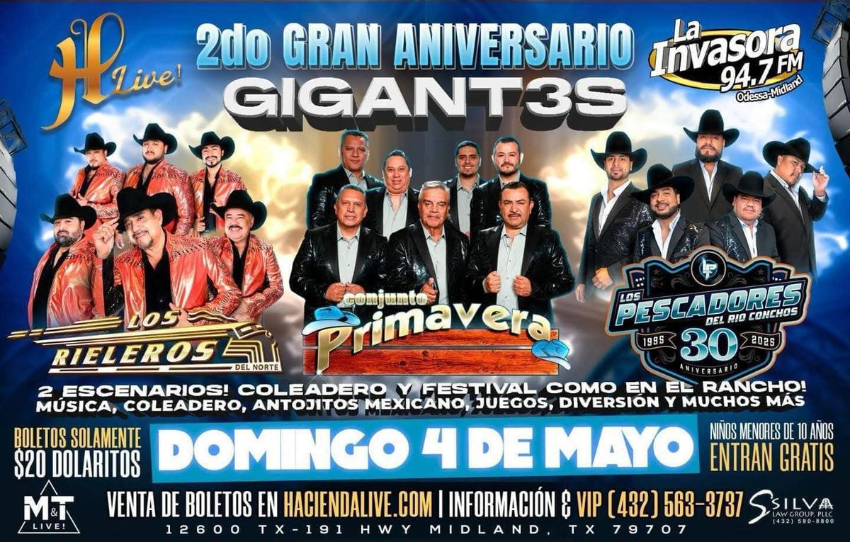 Primavera, Rieleros y Los Pescadores en el 2do Gran Aniversario de La Invasora 94.7FM