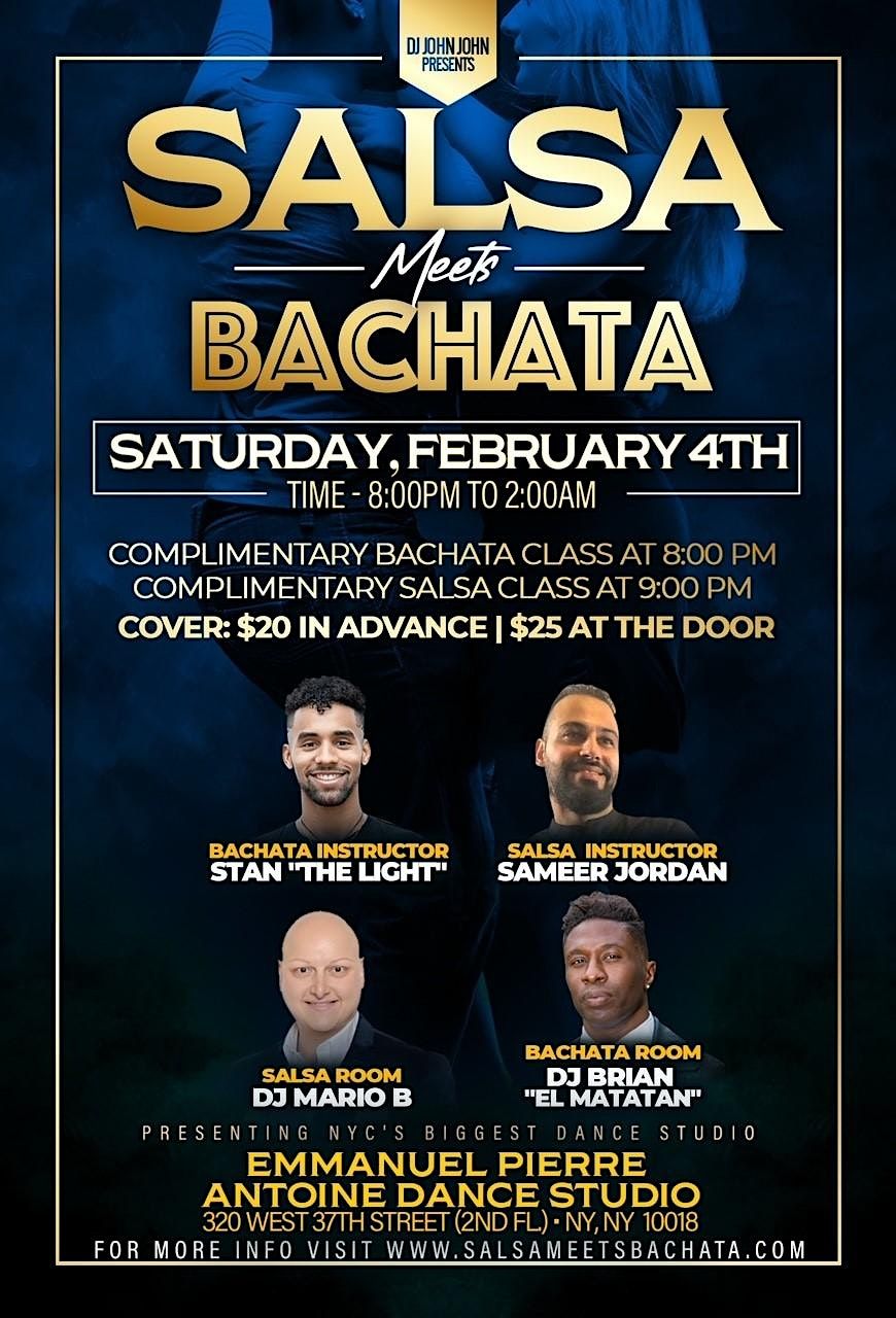 SALSA MEETS BACHATA  with 2 Rooms & 2 DJ's at NYC's Biggest Dance Studio