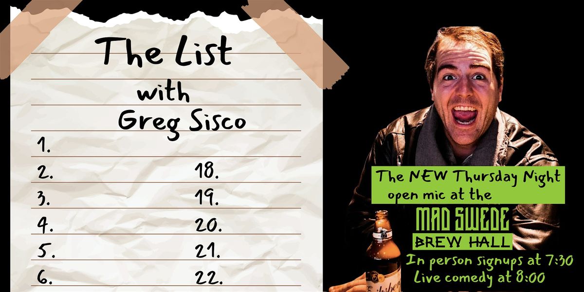 The List with Greg Sisco: A Comedy Open Mic