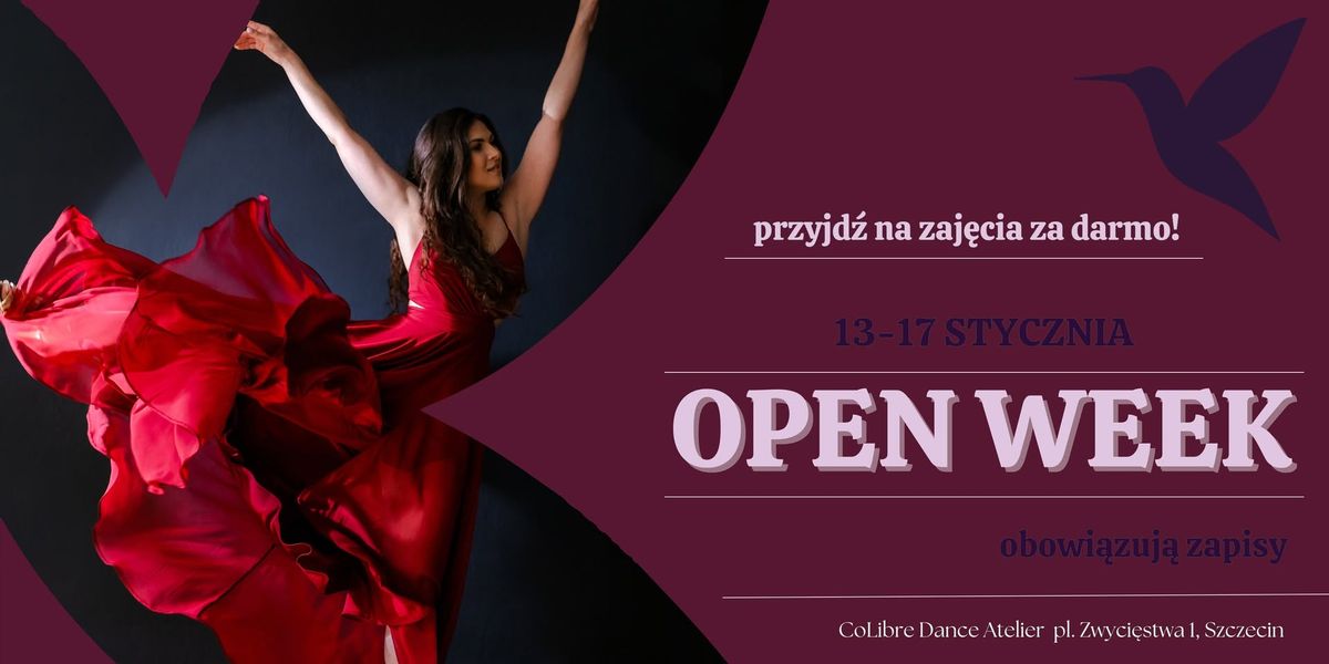 Open week - darmowe zaj\u0119cia pr\u00f3bne dla nowych kursatn\u00f3w\ud83d\udc83\ud83c\udf89