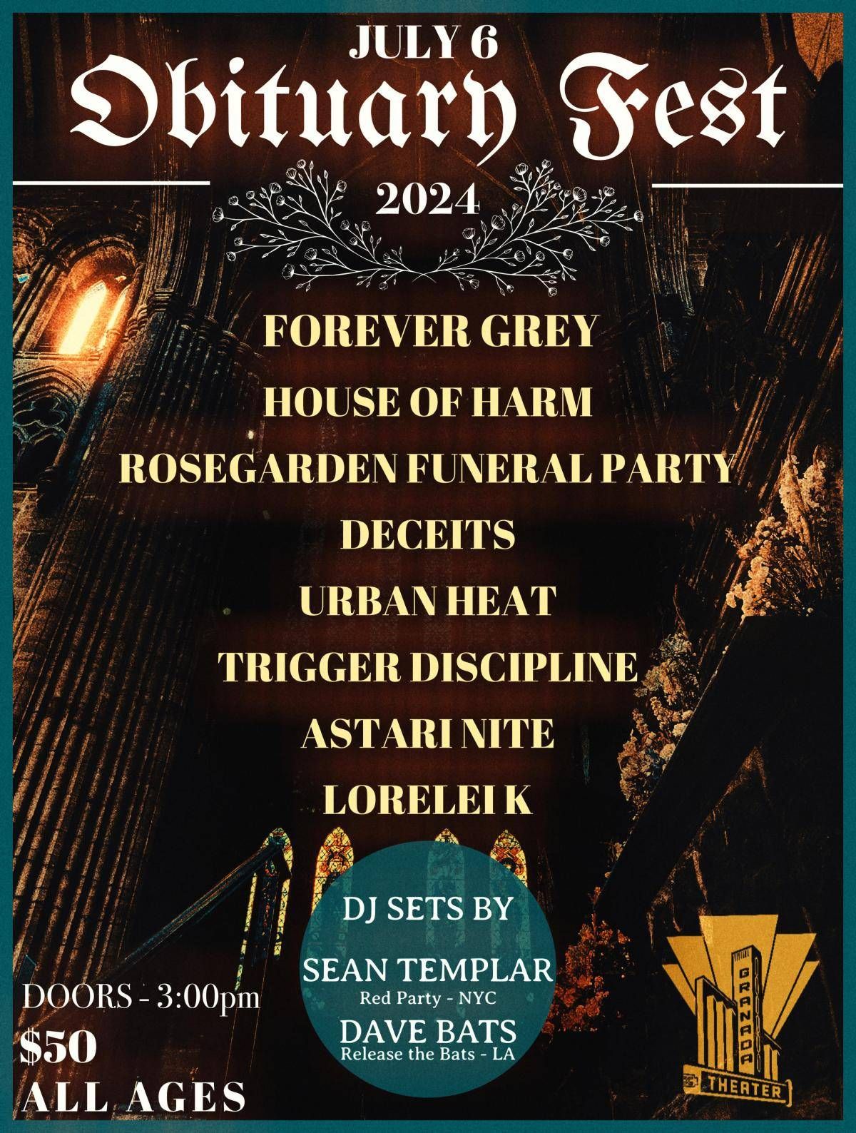 Obituary Fest - A Gothic Music Fest | Granada Theater | Dallas, TX