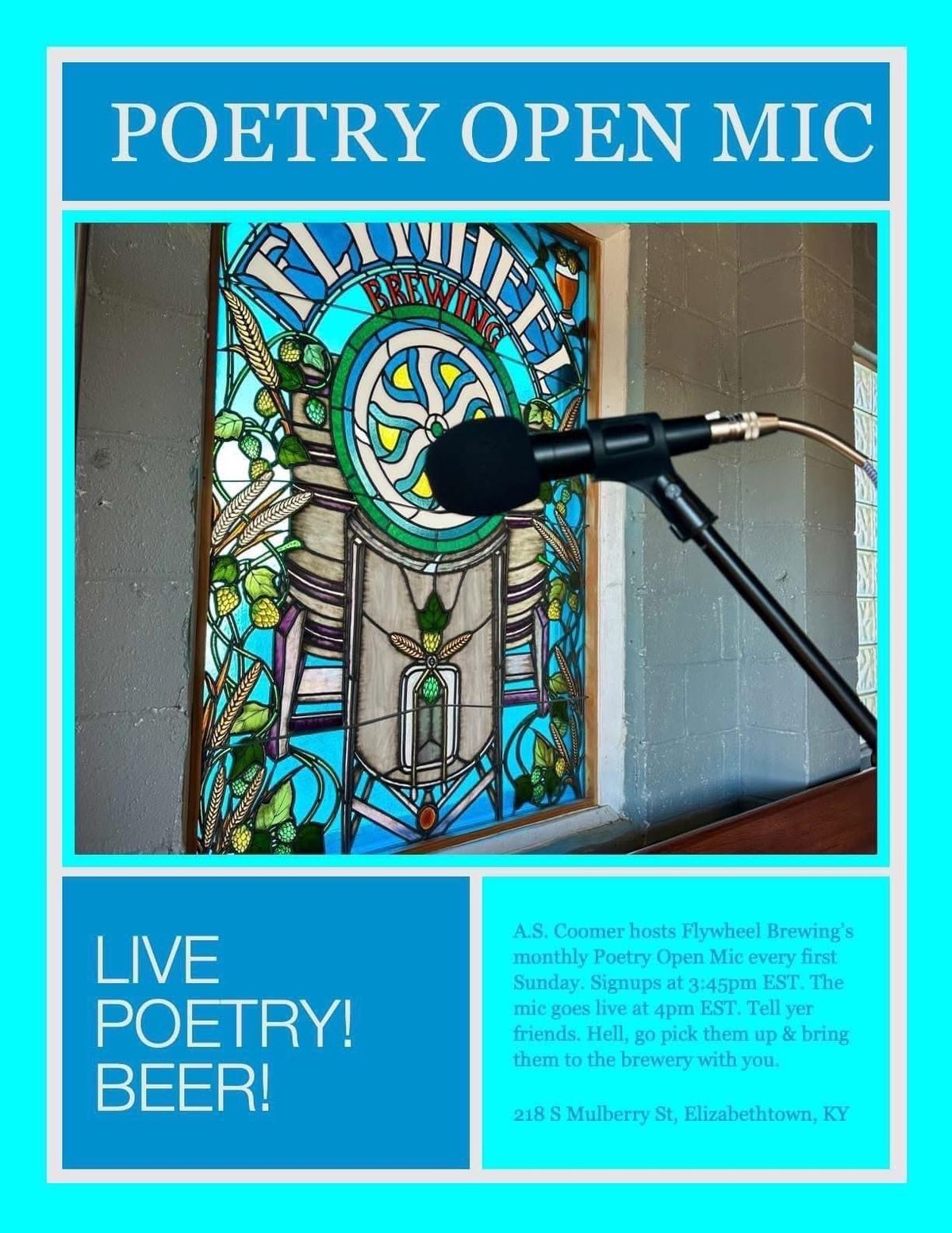 Live Reading from Sara Minges + POETRY Open Mic