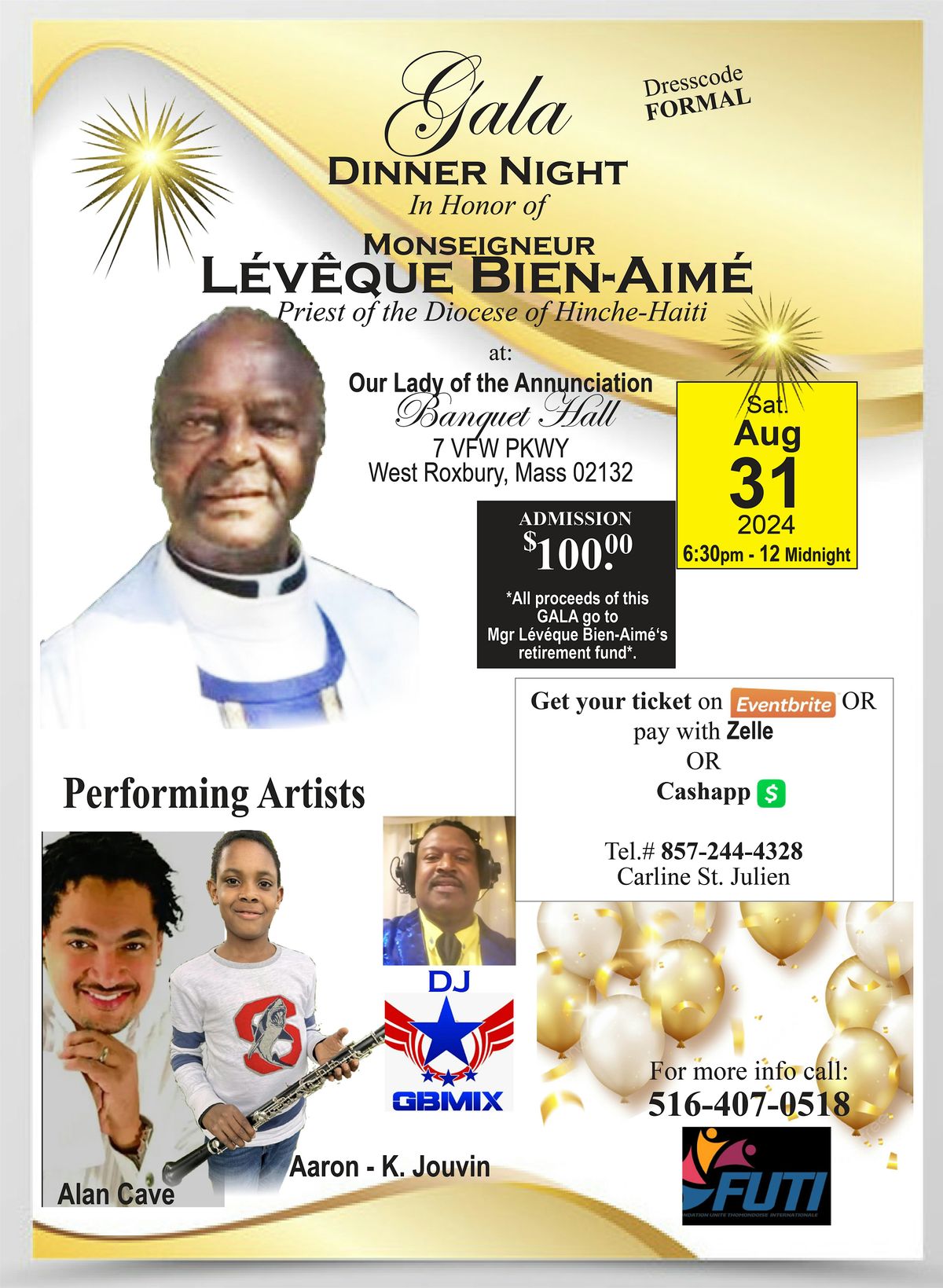 GALA DINNER NIGHT IN HONOR OF MONSEIGNEUR LEVEQUE BIEN-AIME - BOSTON, MASS