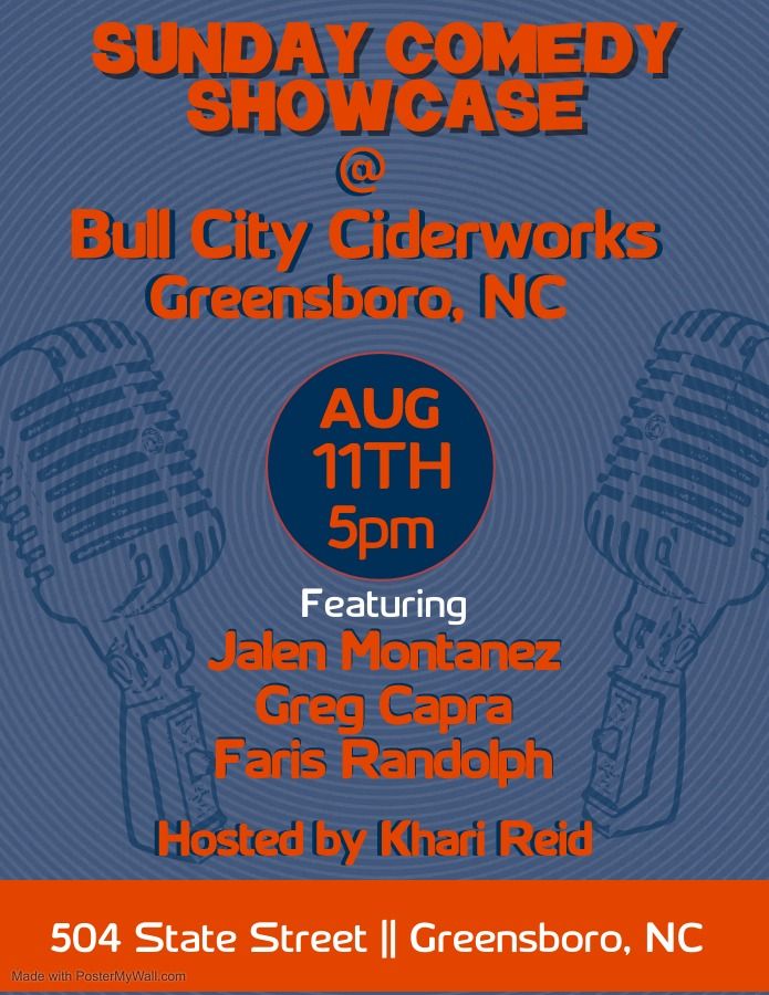 Sunday Comedy Showcase at Bull City Ciderworks in Greensboro