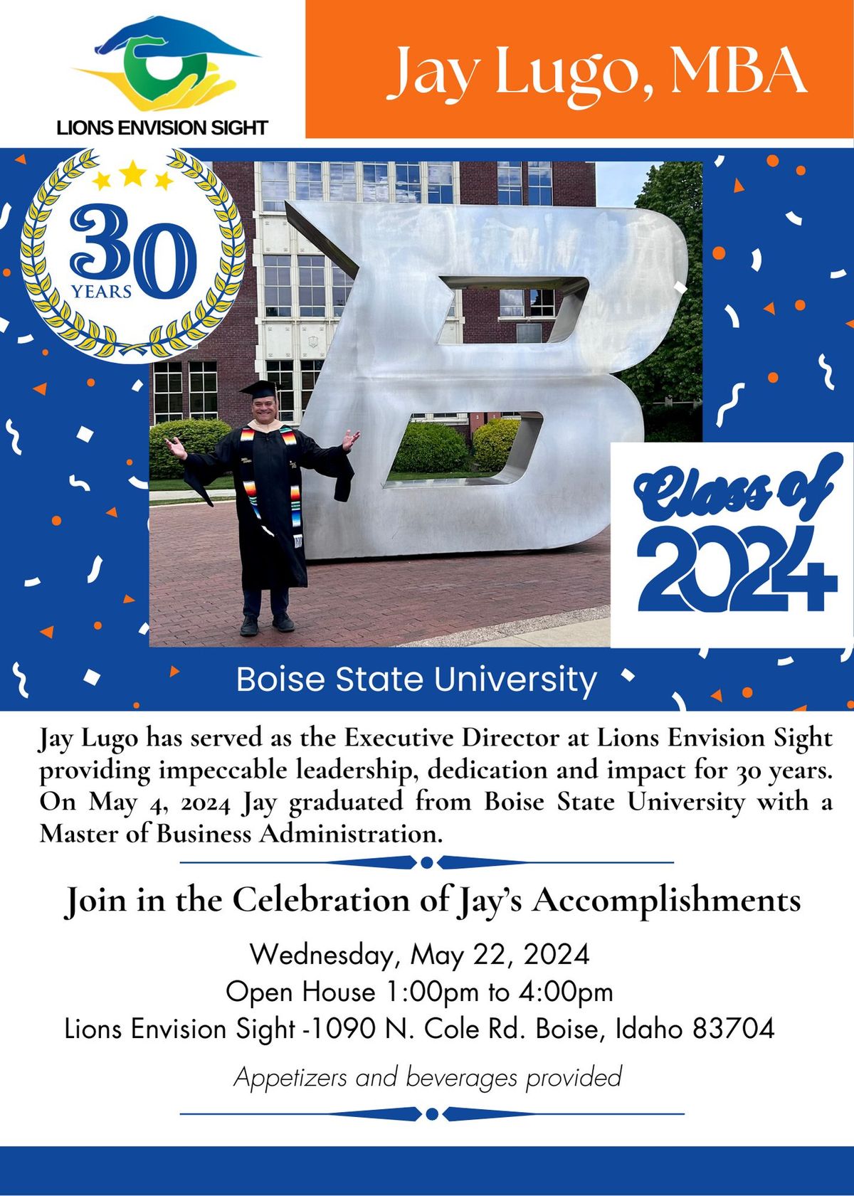Jay Lugo's 30 Year Anniversary & MBA graduation 