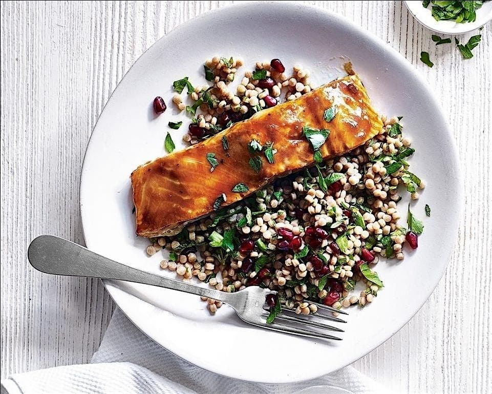 UBS IN PERSON Cooking Class: Rosh Hashanah Pomegranate Salmon & Couscous