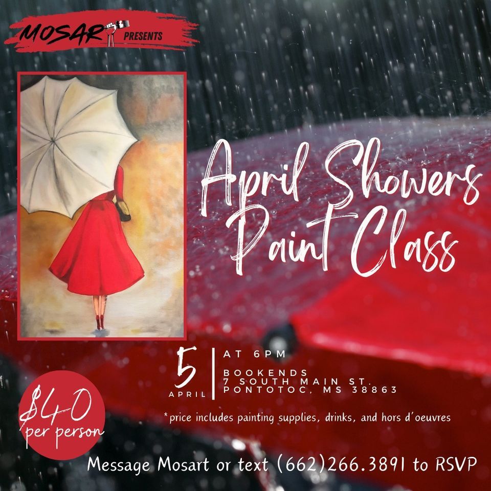April Showers Paint Class, Bookends Crafts, Coffee, Chaos, Pontotoc