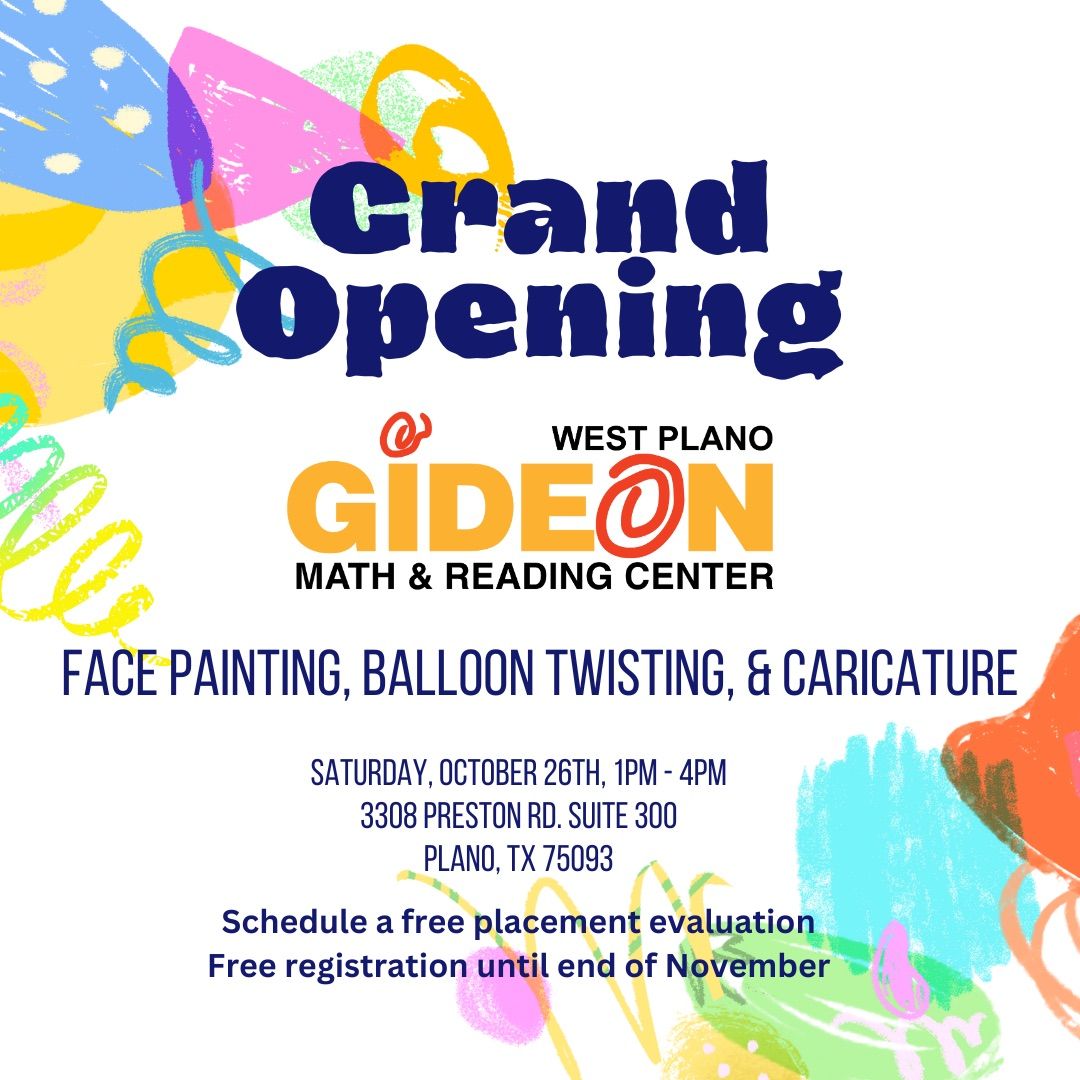 Gideon Math & Reading Grand Opening Event! (West Plano)