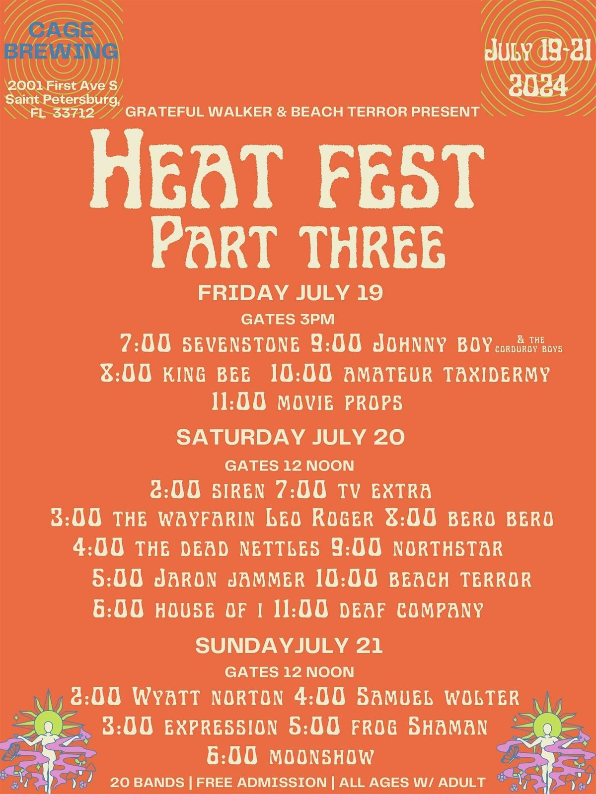Heat Fest | 3 Day Music Festival | July 19-21 | Cage Brewing, St Pete | FREE ADMISSION & ALL AGES w\/