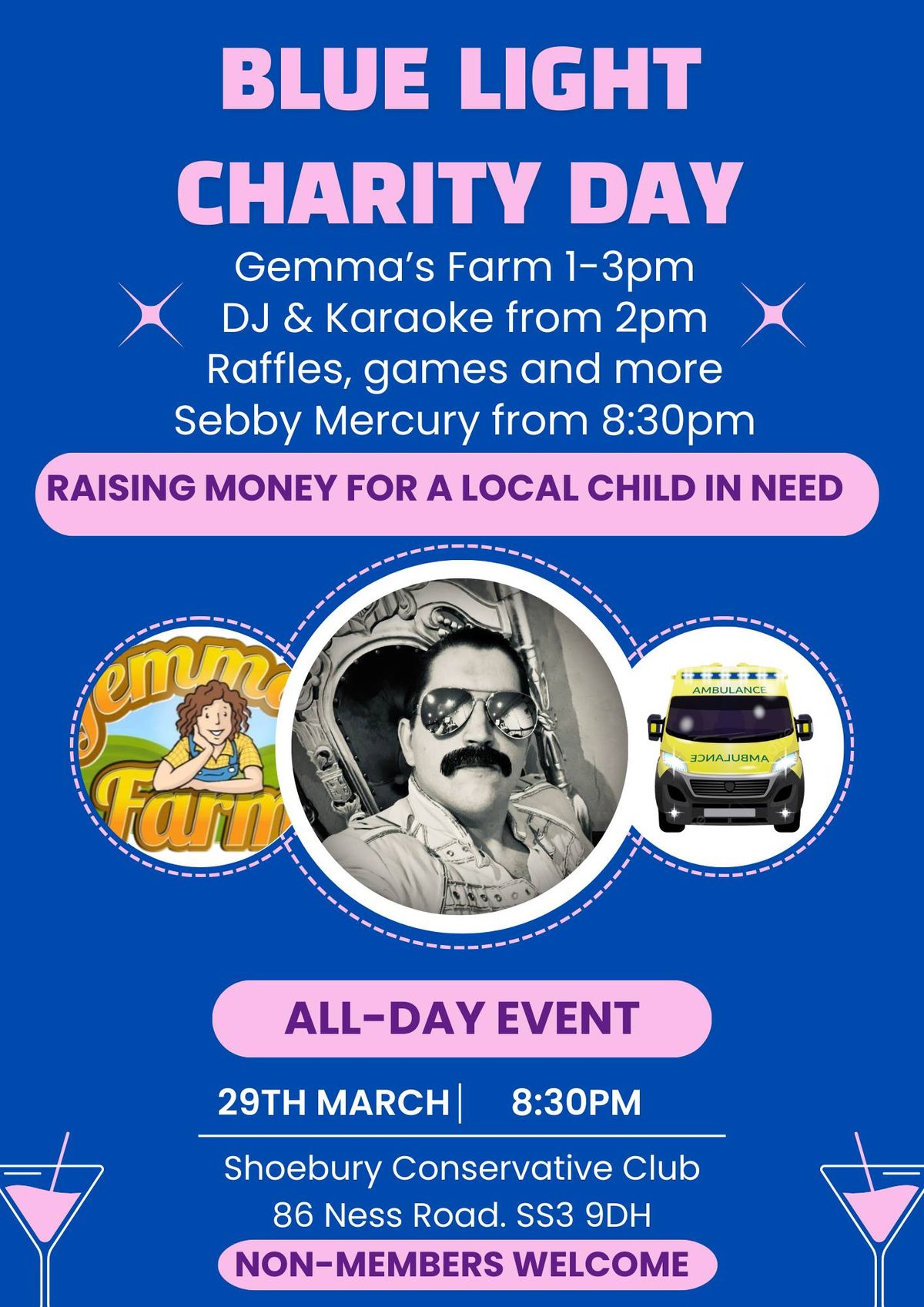 Blue Light Charity Day, DJ, Karaoke, Games & Sebby Mercury Non-members welcome