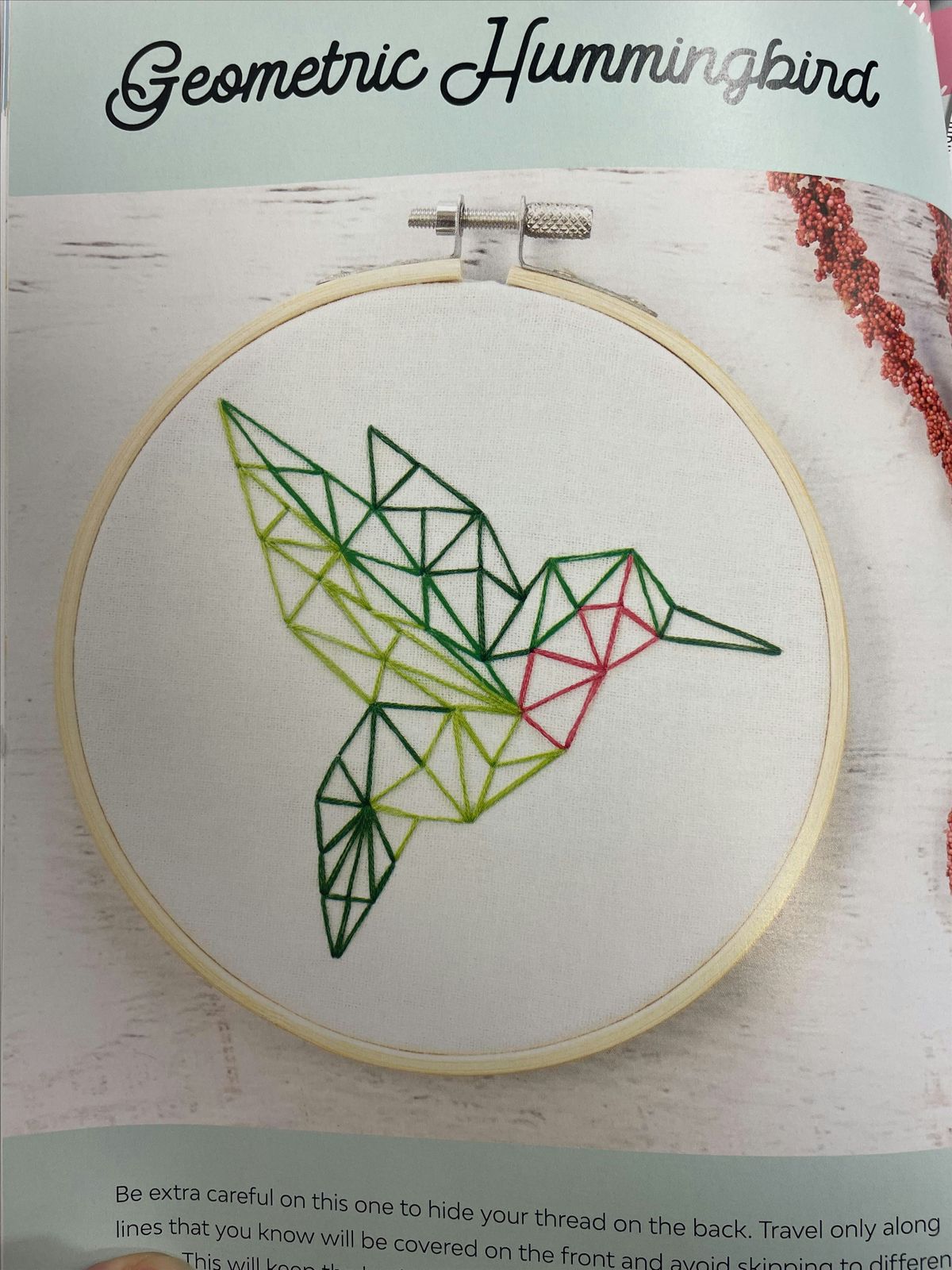 Geometric Hummingbird Embroidery Kit