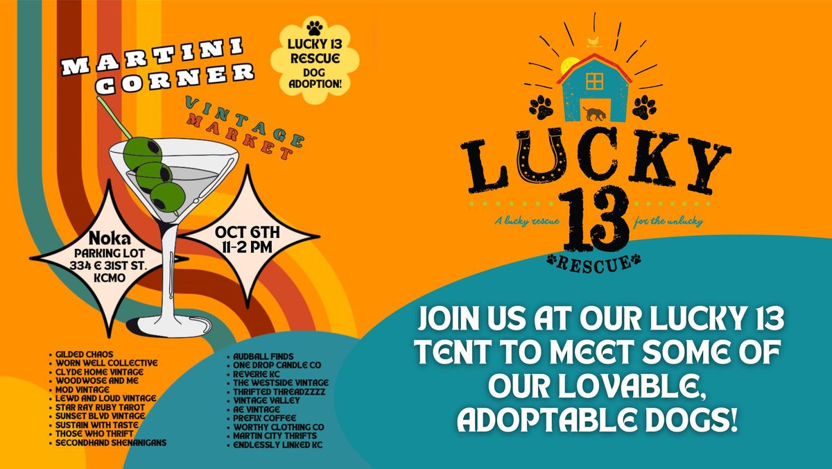 Lucky 13 Adoption Meet & Greet at Martini Corner Vintage Market - Oct 6th!