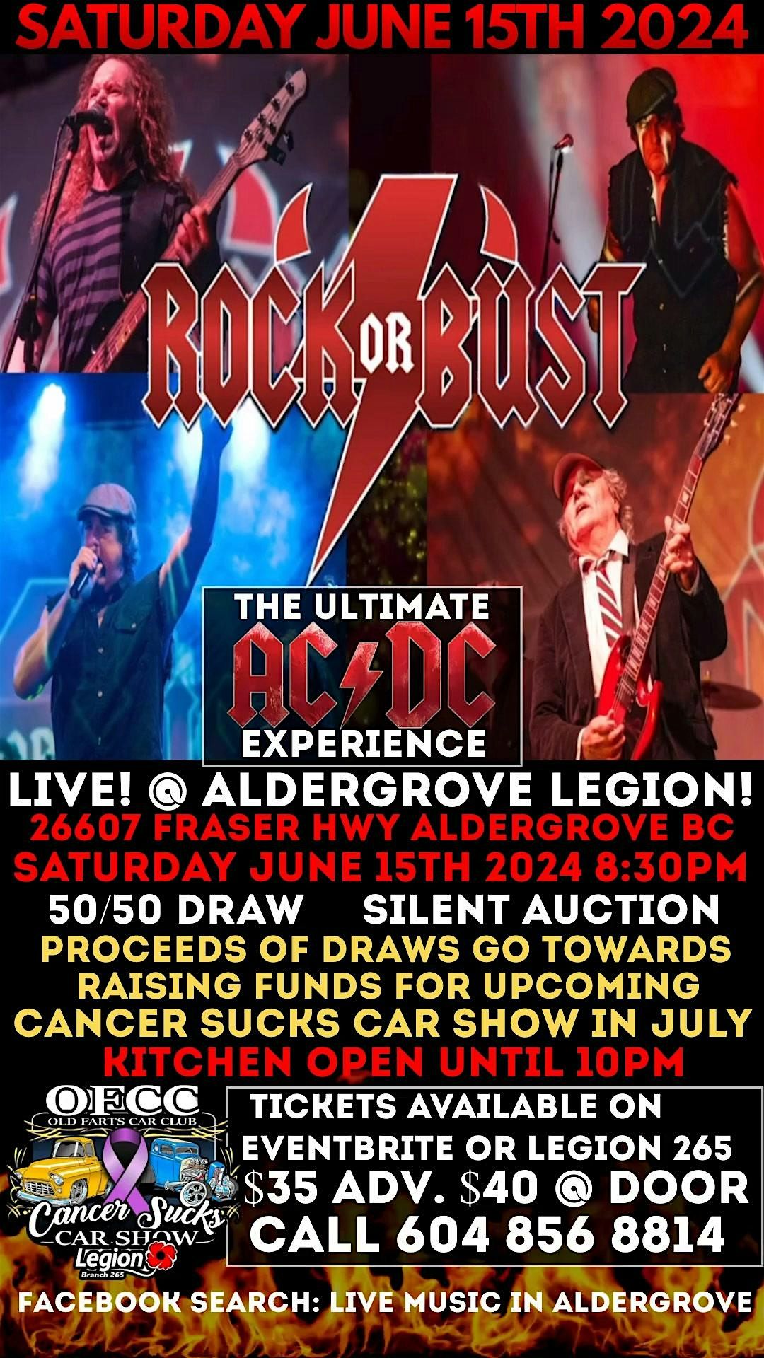 AC\/DC TRIBUTE \u2018ROCK OR BUST\u2019 FUNDRAISER @ ALDERGROVE LEGION!