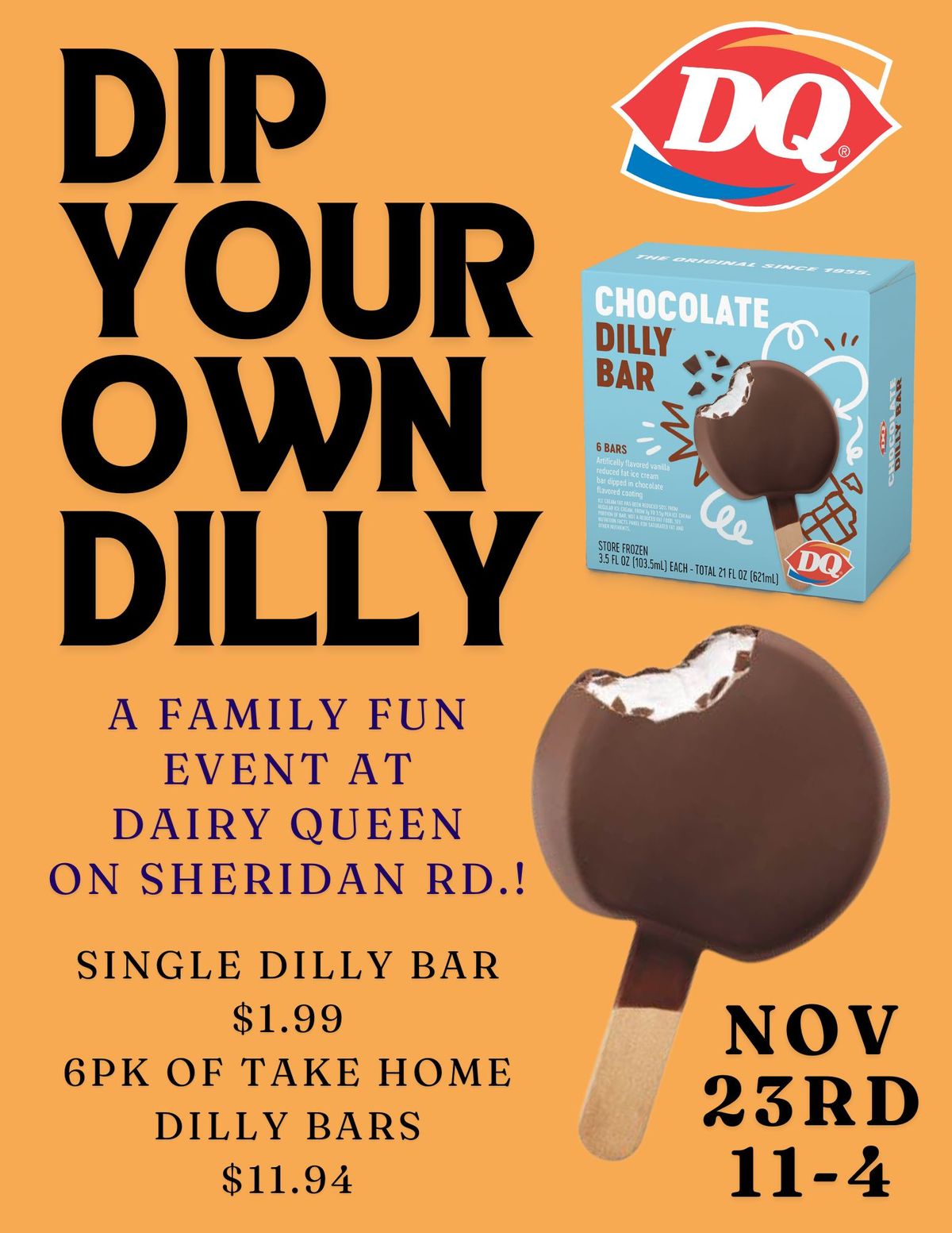 Dip Your Own Dilly Bar Event at DQ on Sheridan Rd!