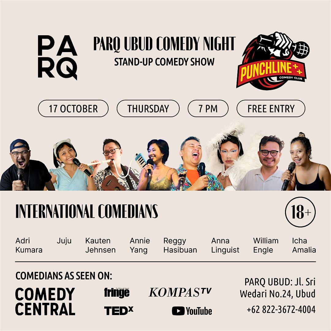 FREE Stand Up Comedy Show at PARQ Ubud Bali with Punchline Plus Plus