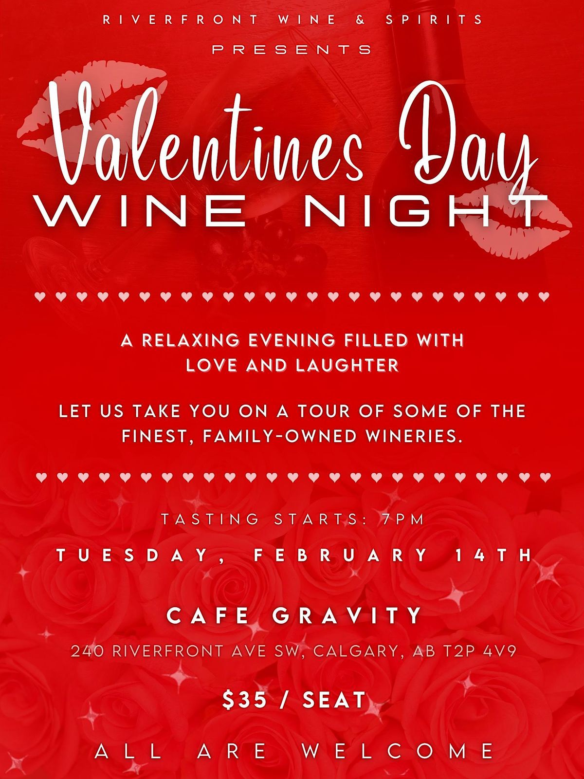 Valentines Day Wine Tasting Cafe Gravity (Feb. 14 7pm), 240 Riverfront Ave SW, Calgary, 14