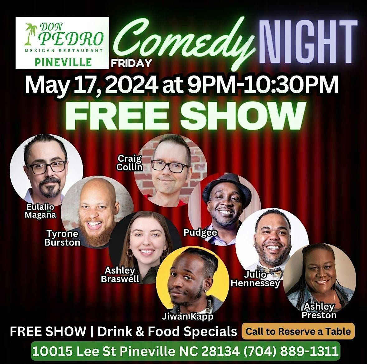 Free Comedy Show at Don Pedro\u2019s Pineville, NC