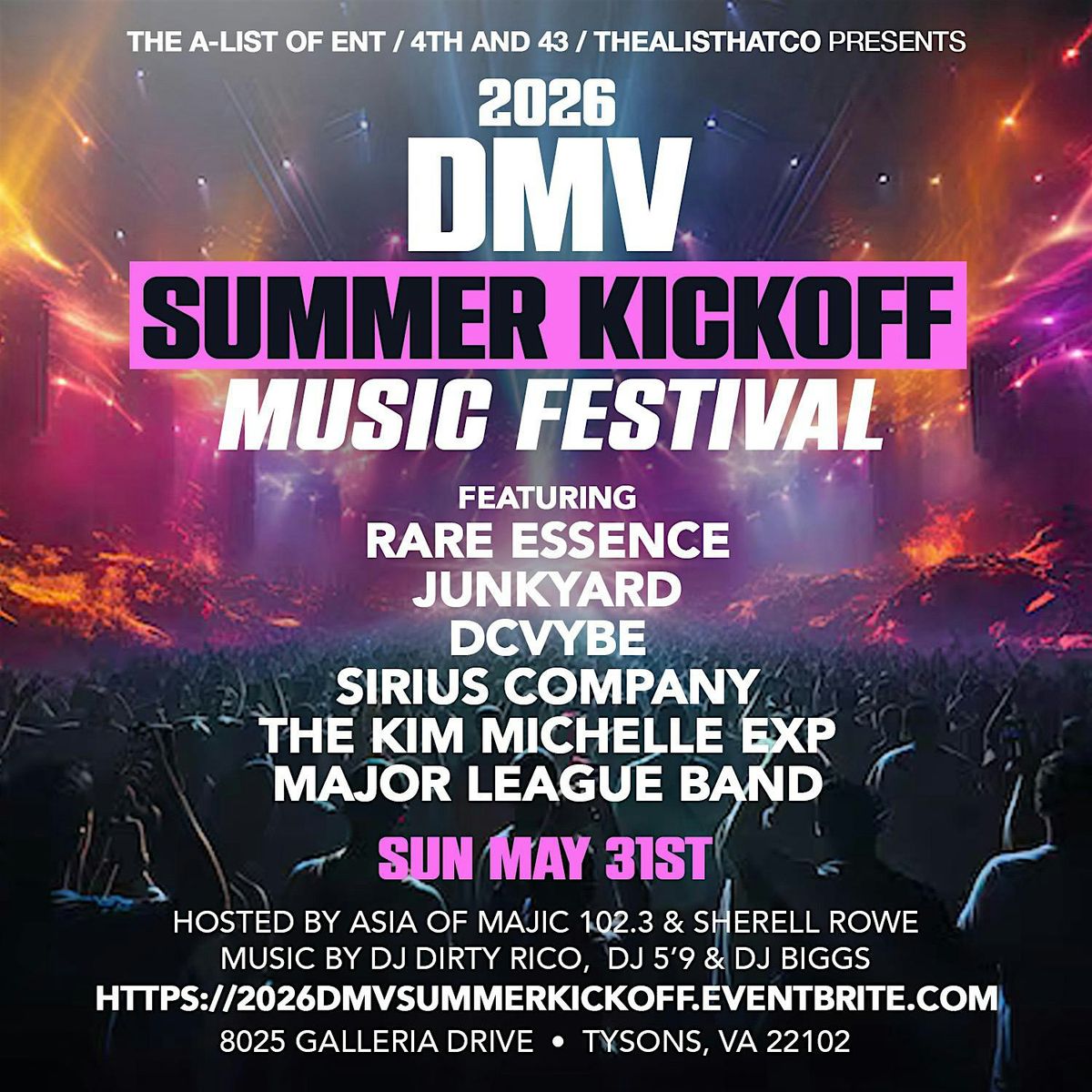 \u201c2026 DMV Summer Kickoff Music Fest w\/RARE ESSENCE JYB DCVYBE SIRIUS CO KIM