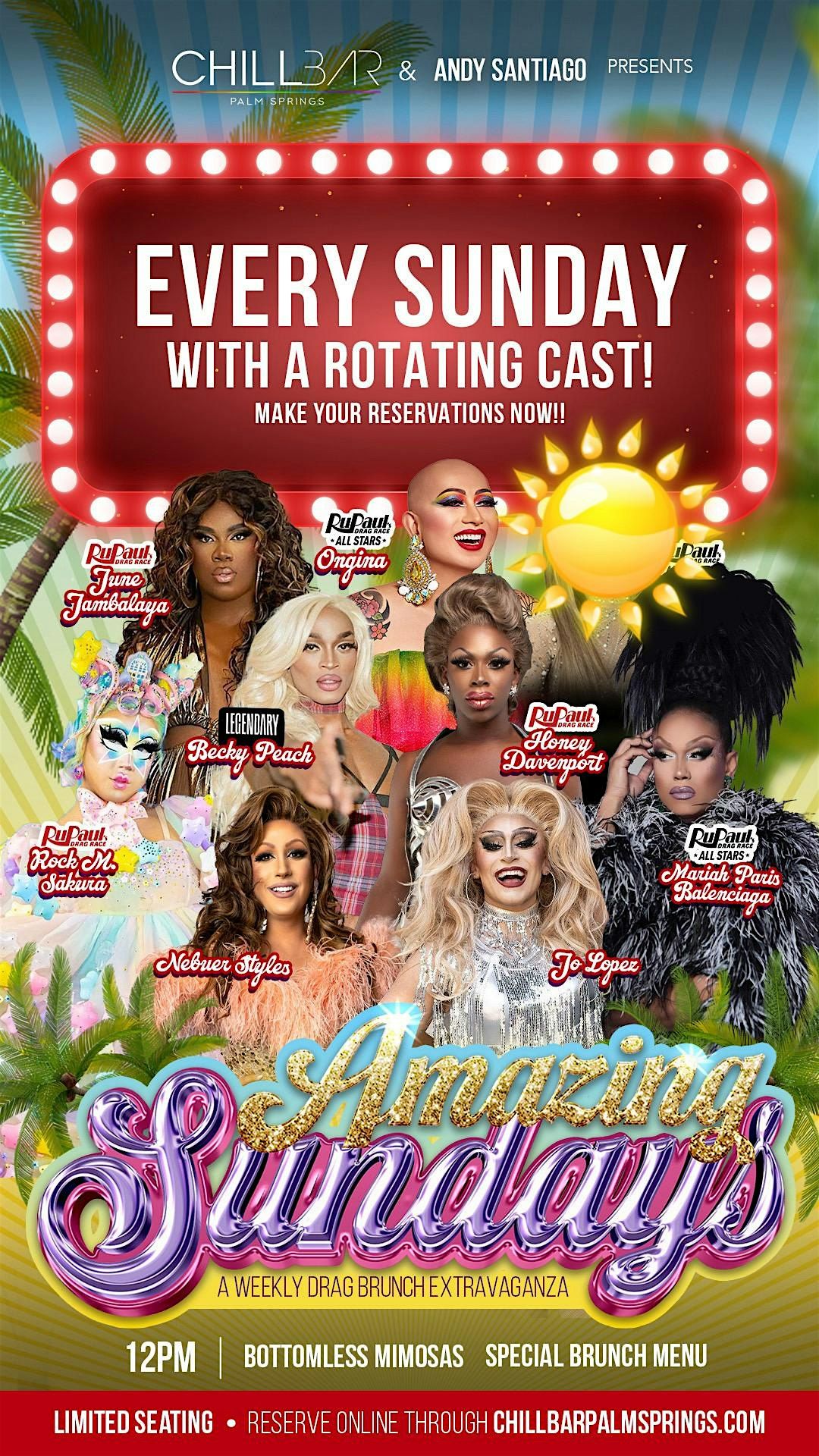 AMAZING SUNDAYS DRAG BRUNCH at CHILL BAR PALM SPRINGS
