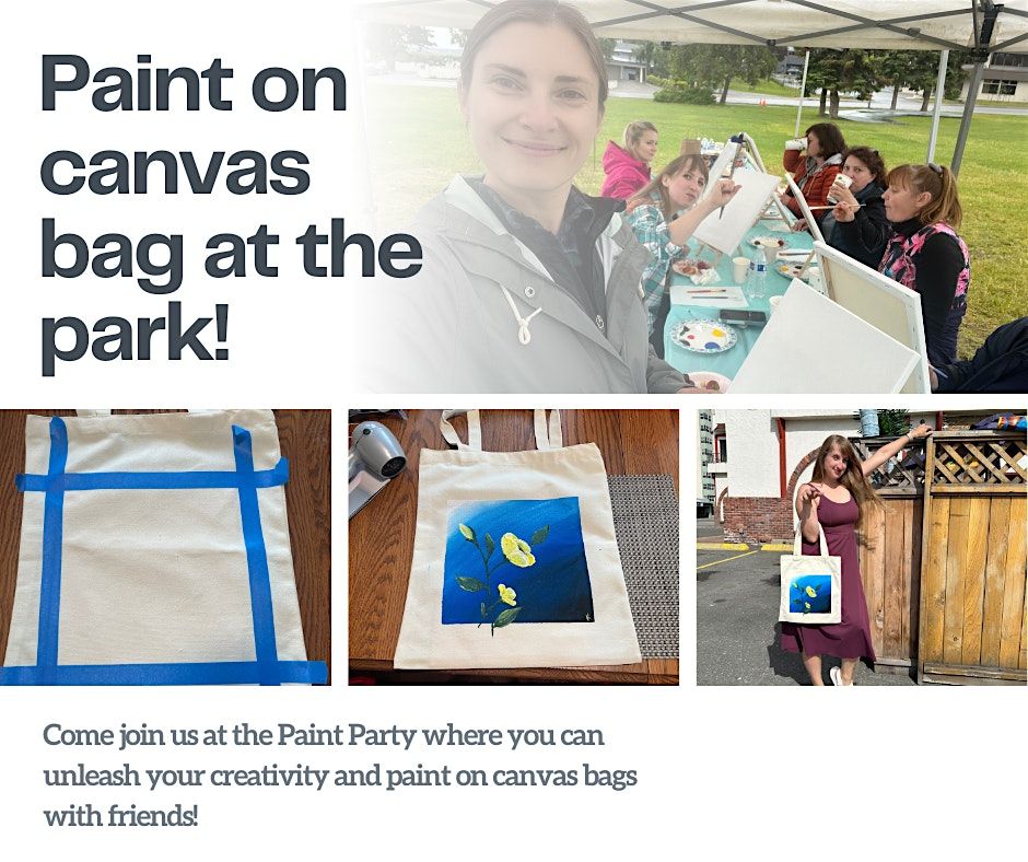 Paint party - paint on canvas bag