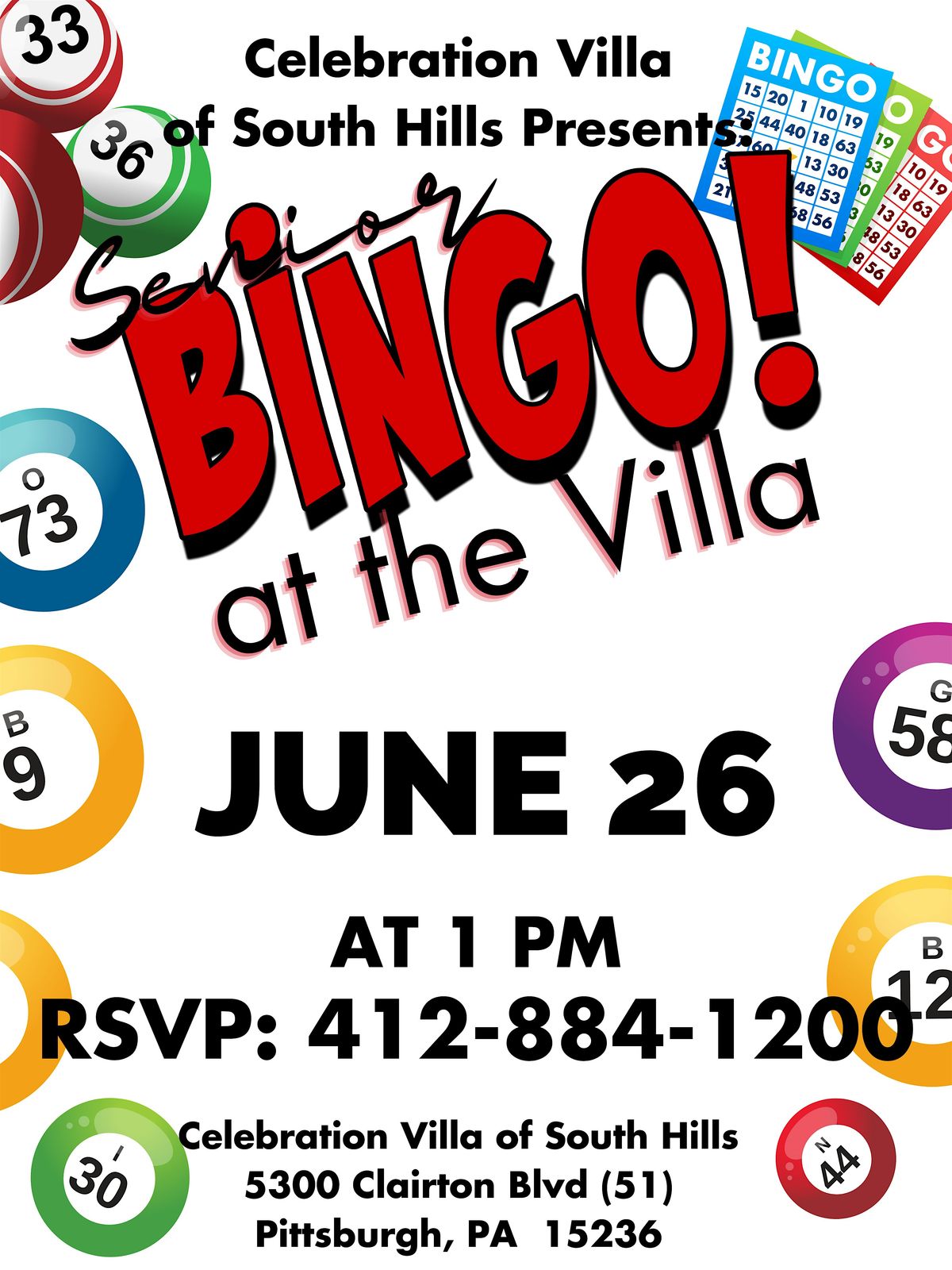 Free Senior Bingo at the Villa