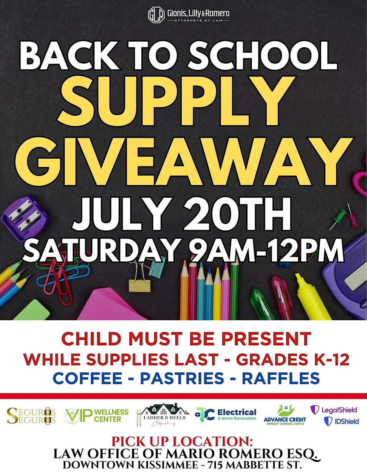 FREE School Supplies - Back to School  Supply  giveaway July 20th Saturday 9am-12pm
