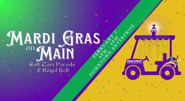 Mardi Gras on Main 2025: Golf Cart Parade & Royal Ball