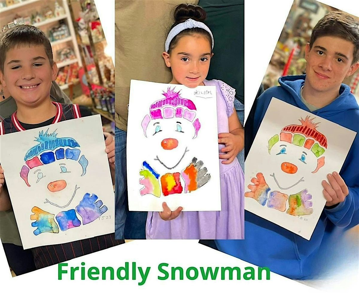 FRIENDLY SNOWMAN :: A kid\u2019s watercolor class