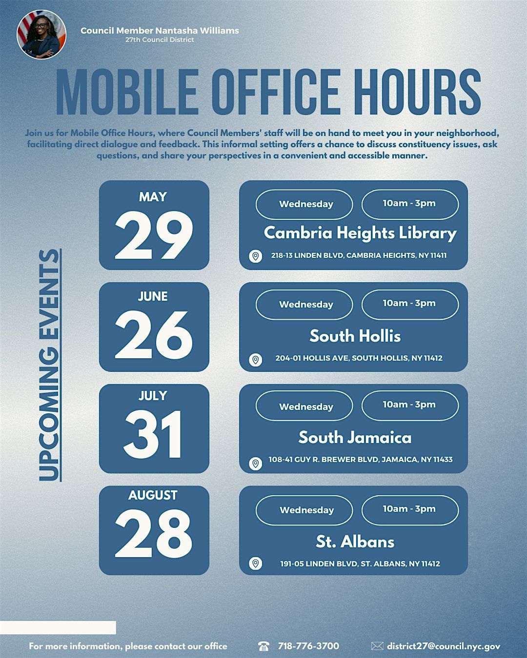 Council Member Nantasha Williams presents the Mobile Office Hours Series