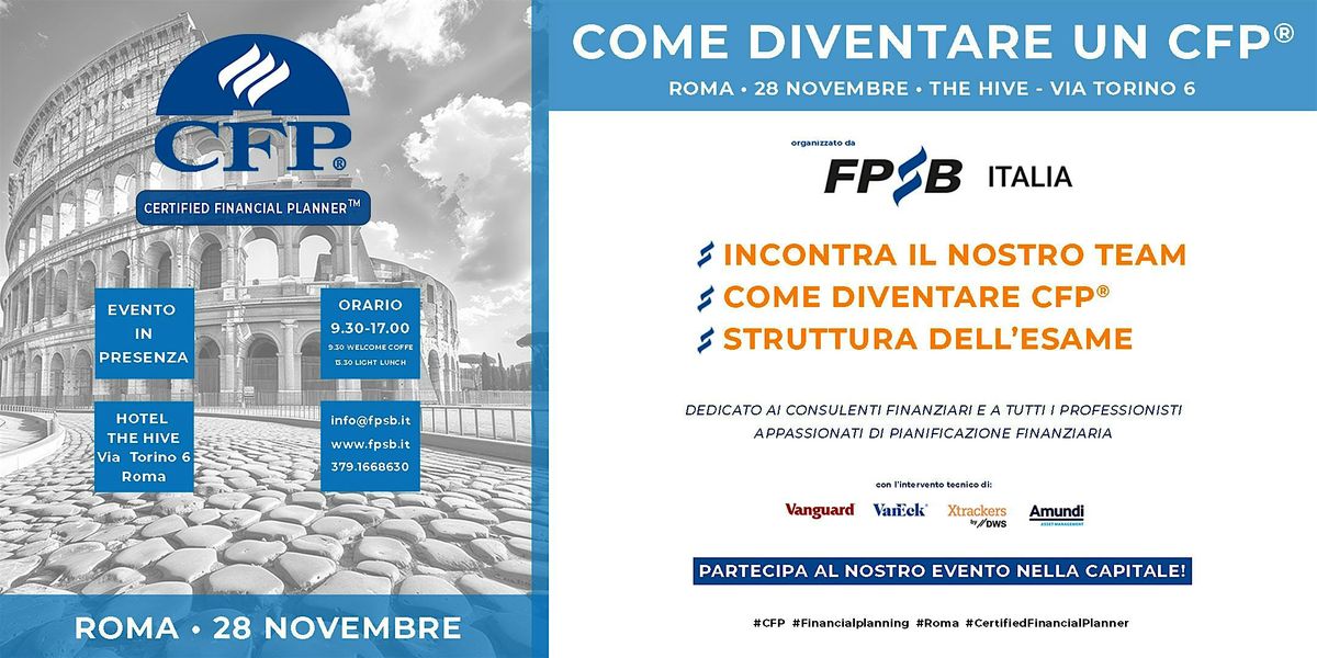 Il valore della certificazione CFP\u00ae: incontra FPSB Italia a Roma