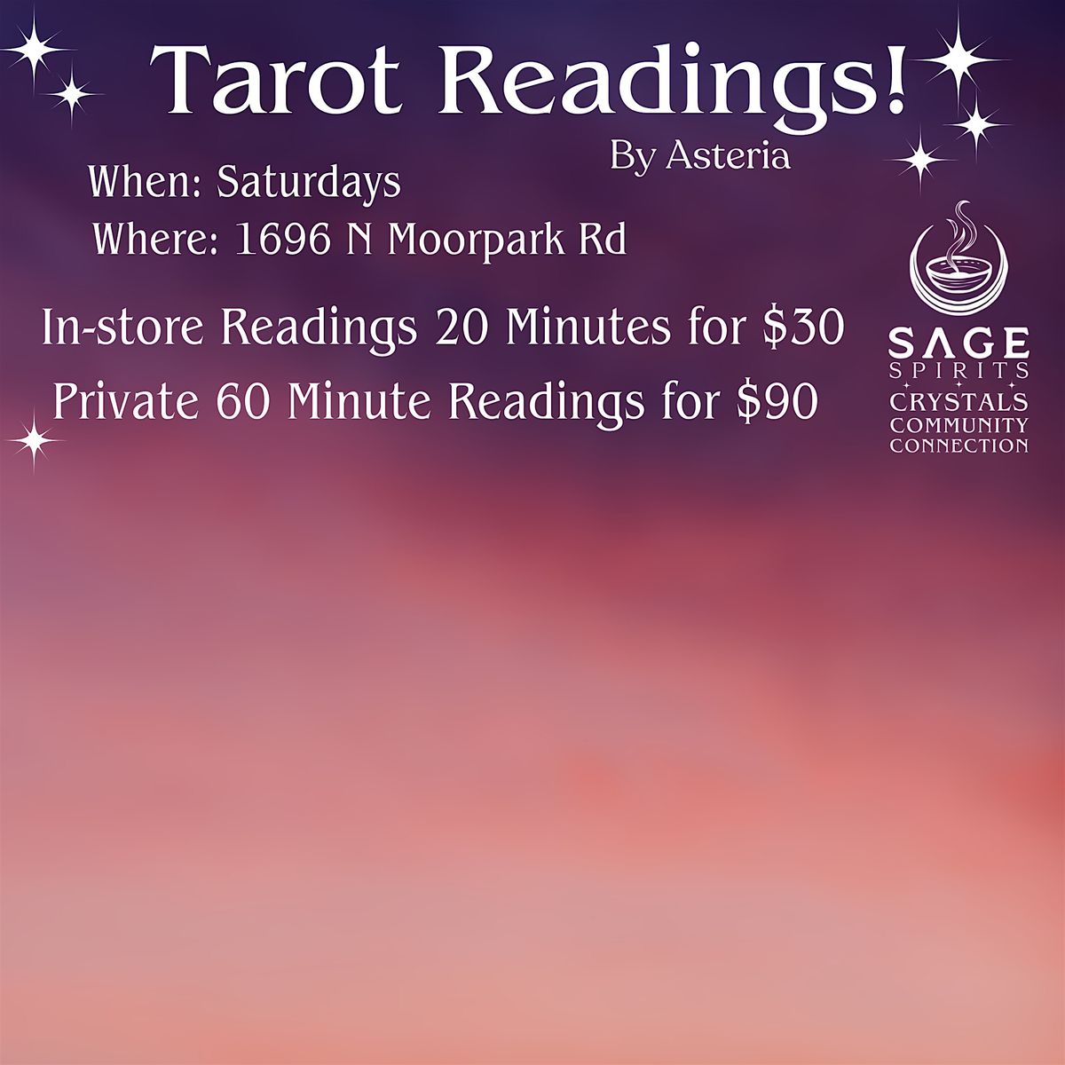 Tarot Readings with Asteria Saturday 9-28