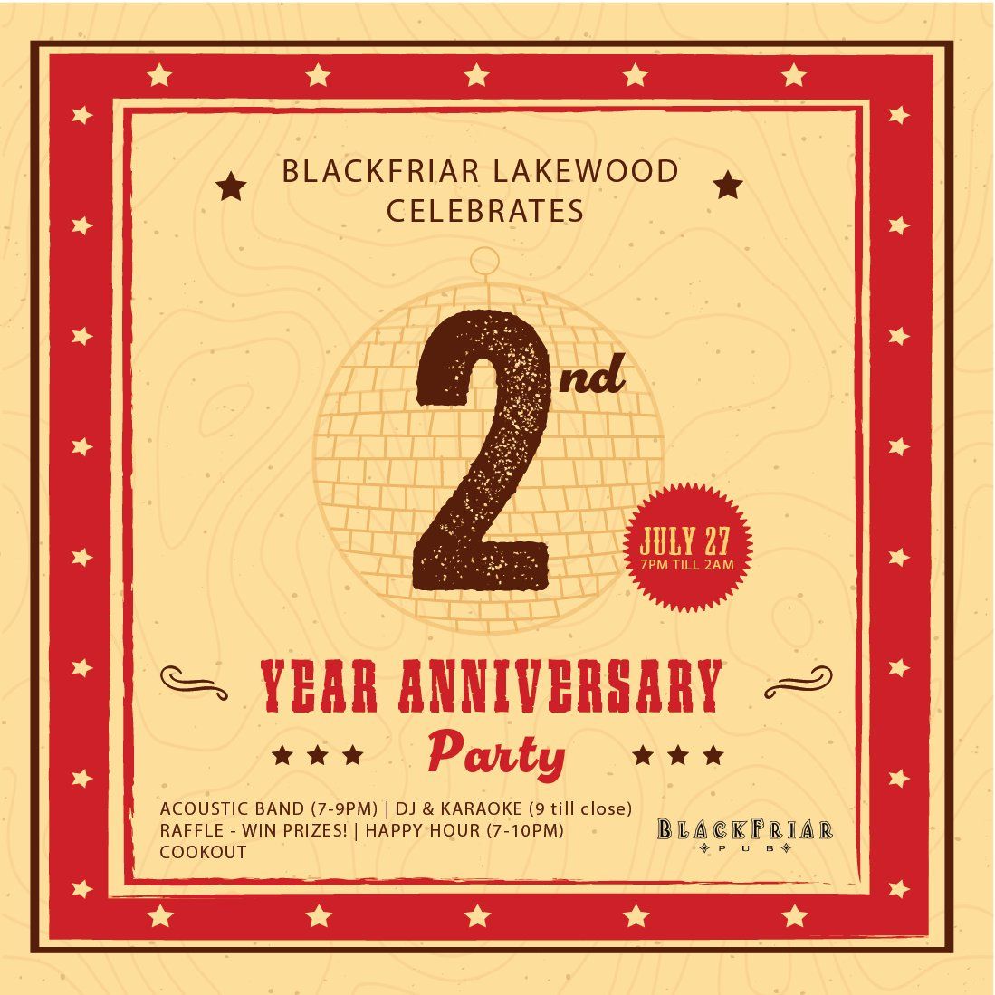 Blackfriar Pub Lakewood\u2019s 2nd Year Anniversary