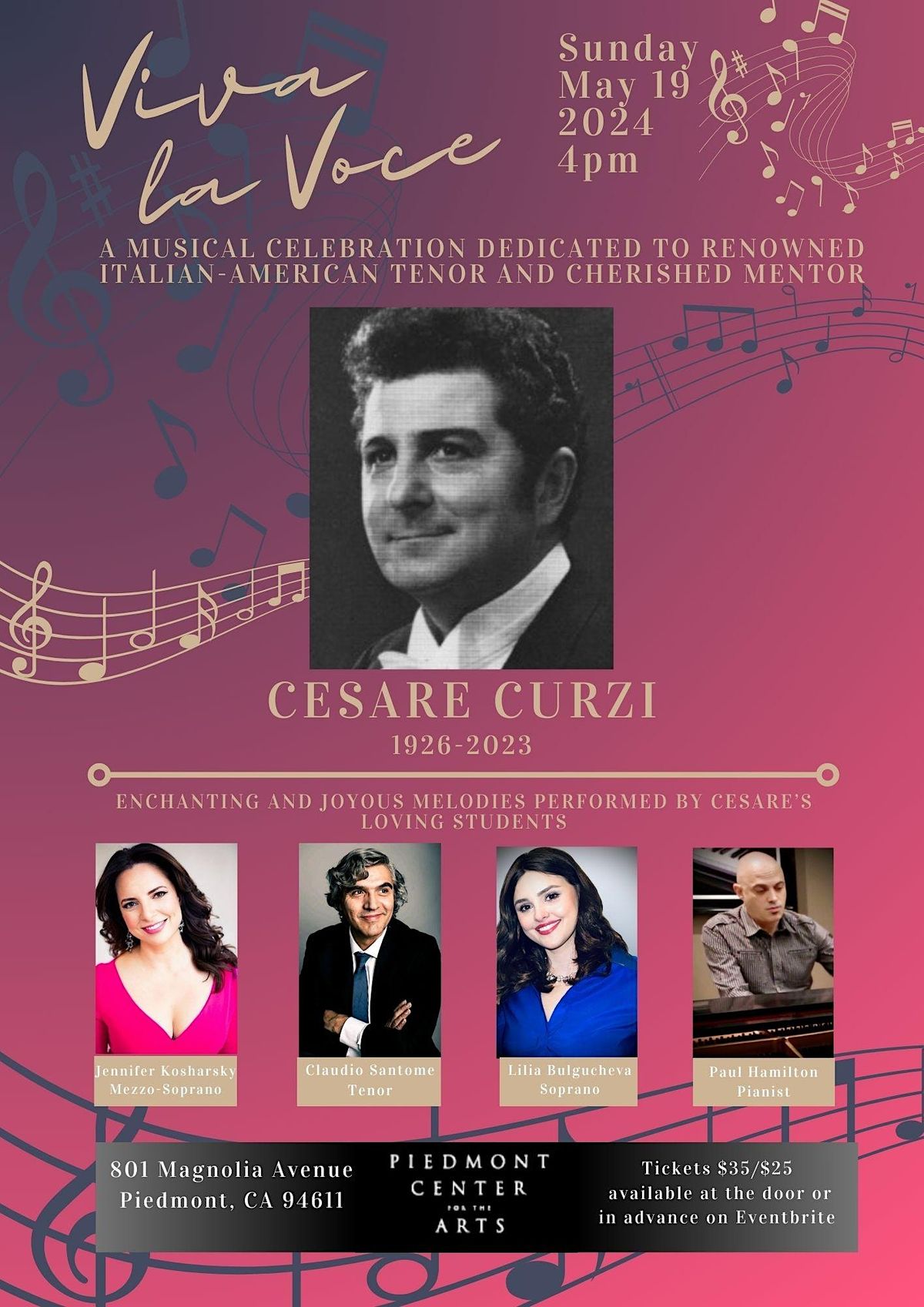 Viva la Voce - Musical tribute to a great tenor and mentor, Cesare Curzi