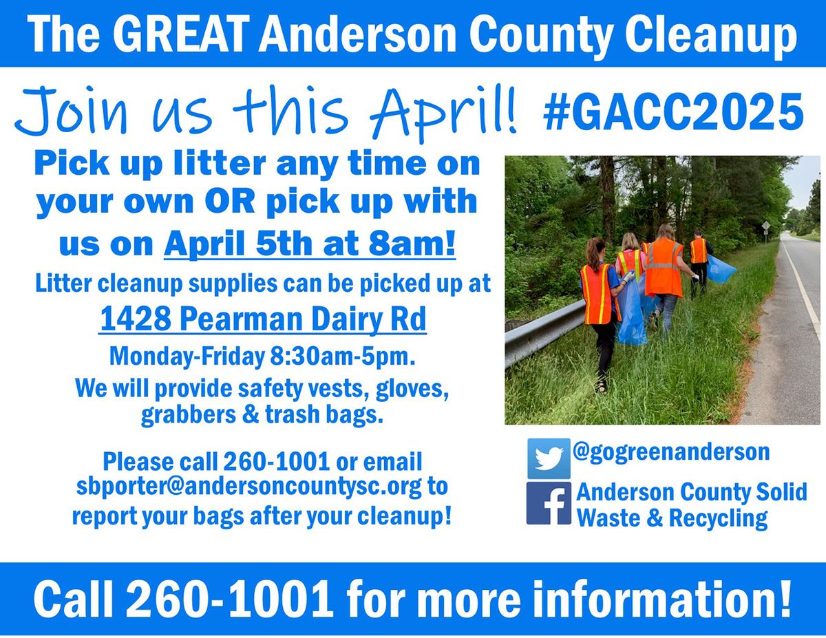 The Great Anderson County Cleanup - #GACC2025