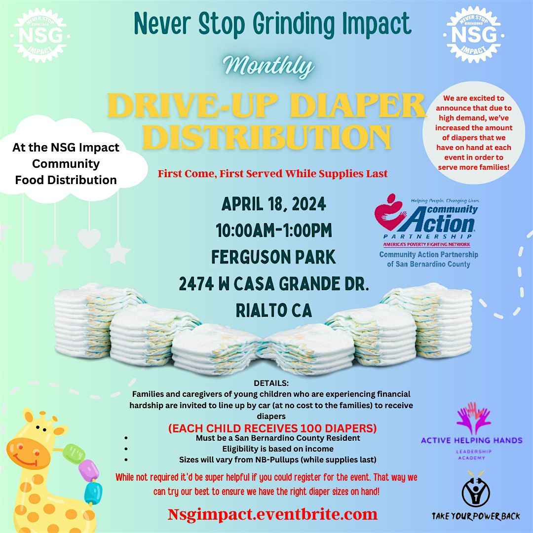 Diaper Distribution Free Diaper Distribution (Drive-Up)-April, Ferguson Park, Rialto, 18 ...