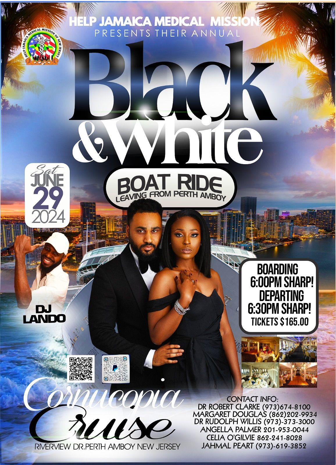 Help Jamaica Mission Black & White Boat Ride 6\/29\/24 @Cornucopia Cruise Perth Amboy New Jersey