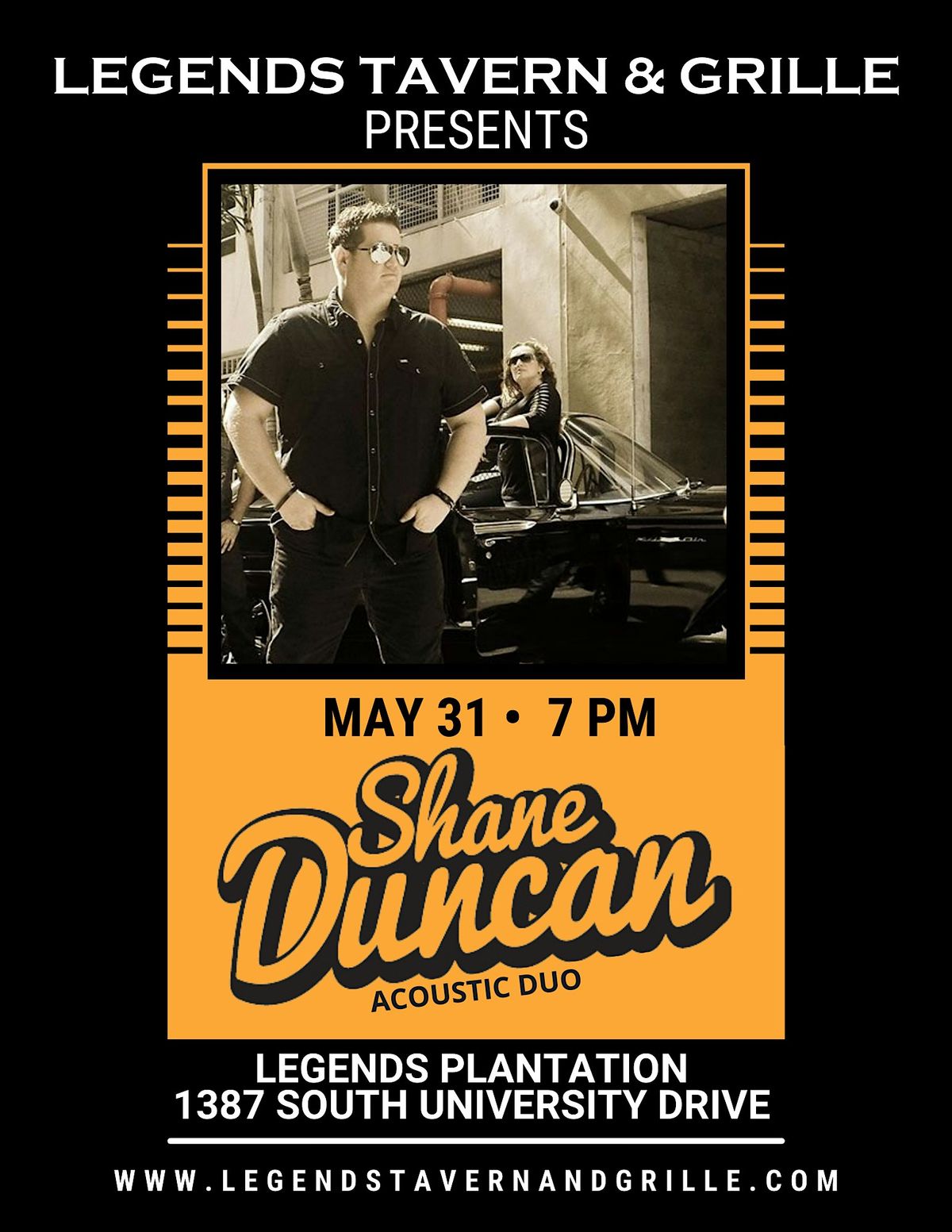Live Performance by Shane Duncan Acoustic Duo at Legends Tavern & Grille Plantation