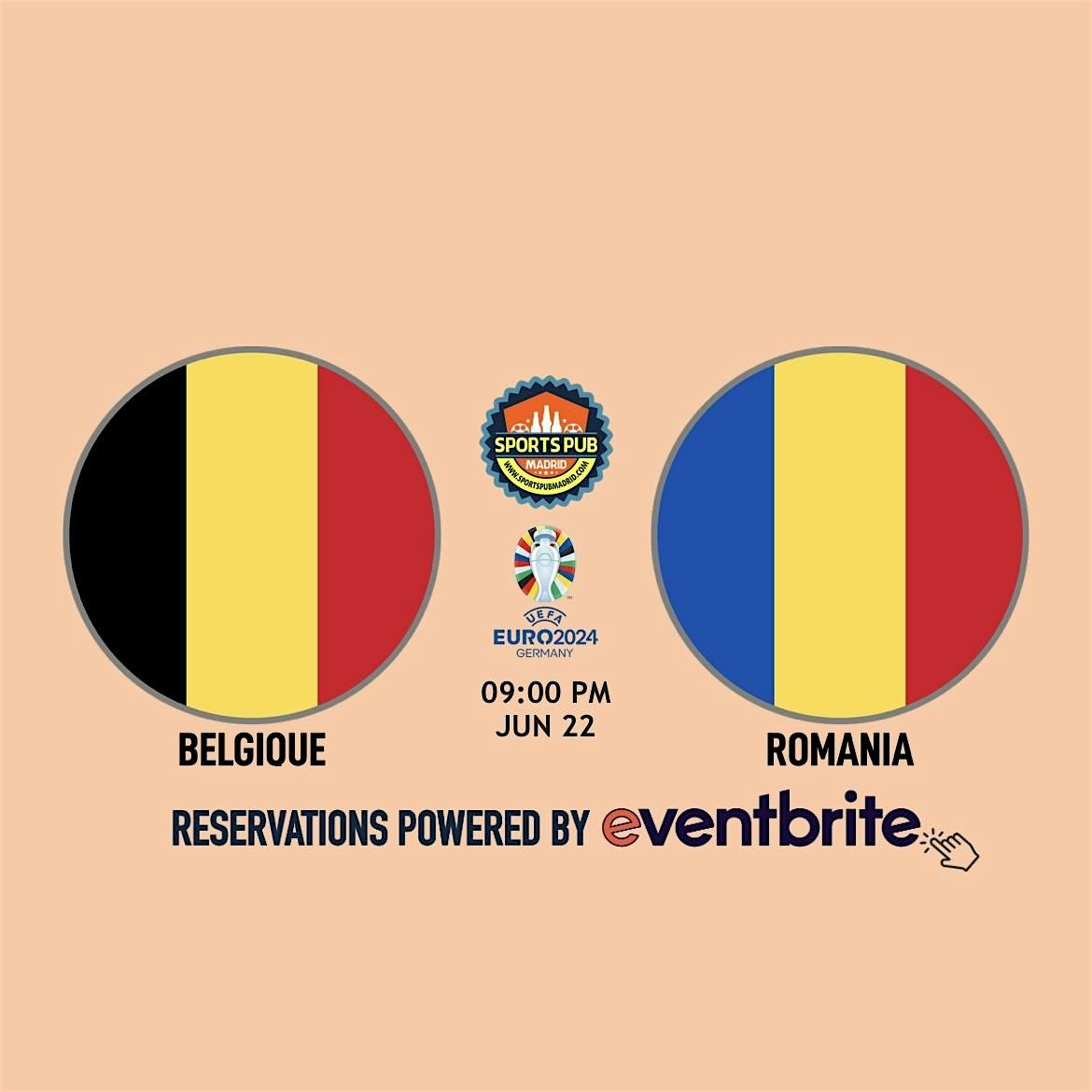 Belgium v Romania | EURO 2024 - Sports Pub Madrid | La Latina