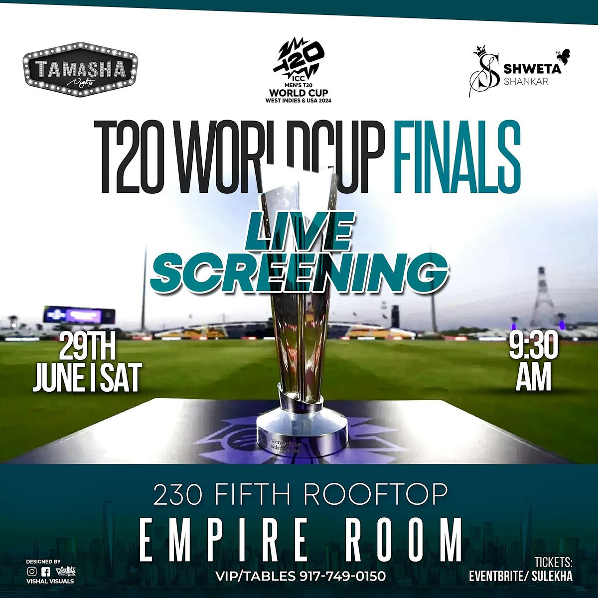 NYC BOLLYWOOD CRICKET WATCH PARTY | JUN 29 | T20 WORLD CUP FINALS