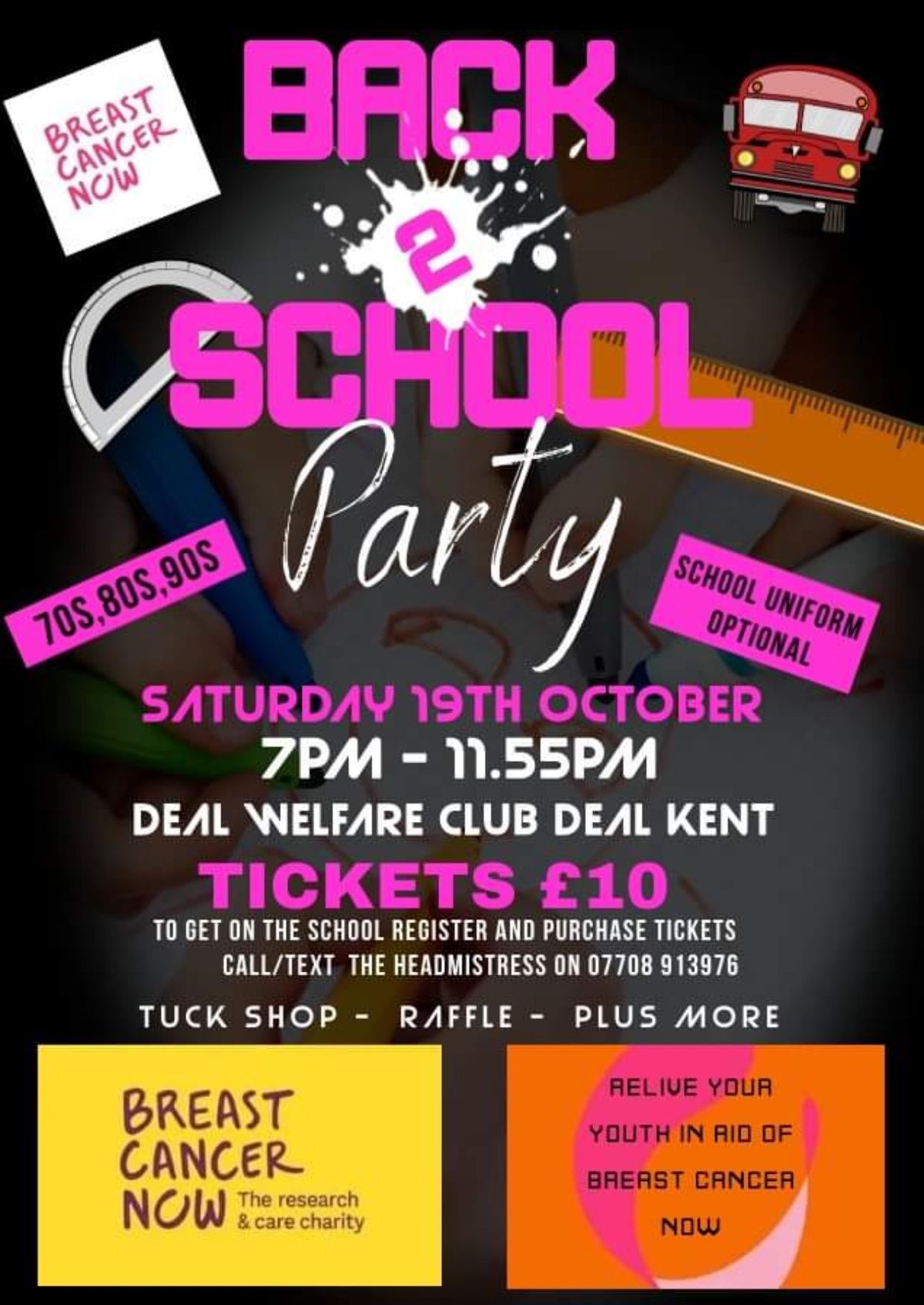 Adult School Disco-let\u2019s relive our youth for Breast Cancer Now!!