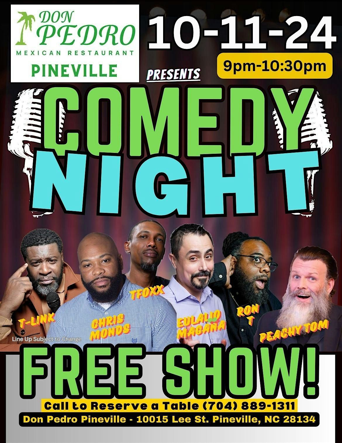 Free Comedy Show at Don Pedro\u2019s Pineville, NC