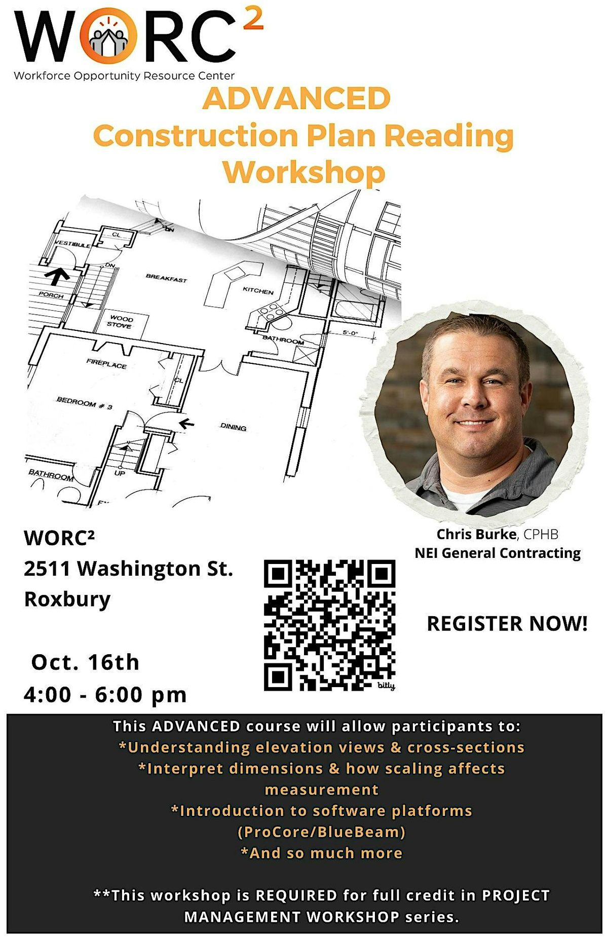 WORC\u00b2  presents:  ADVANCED Construction Plan Reading w\/ Chris Burke!