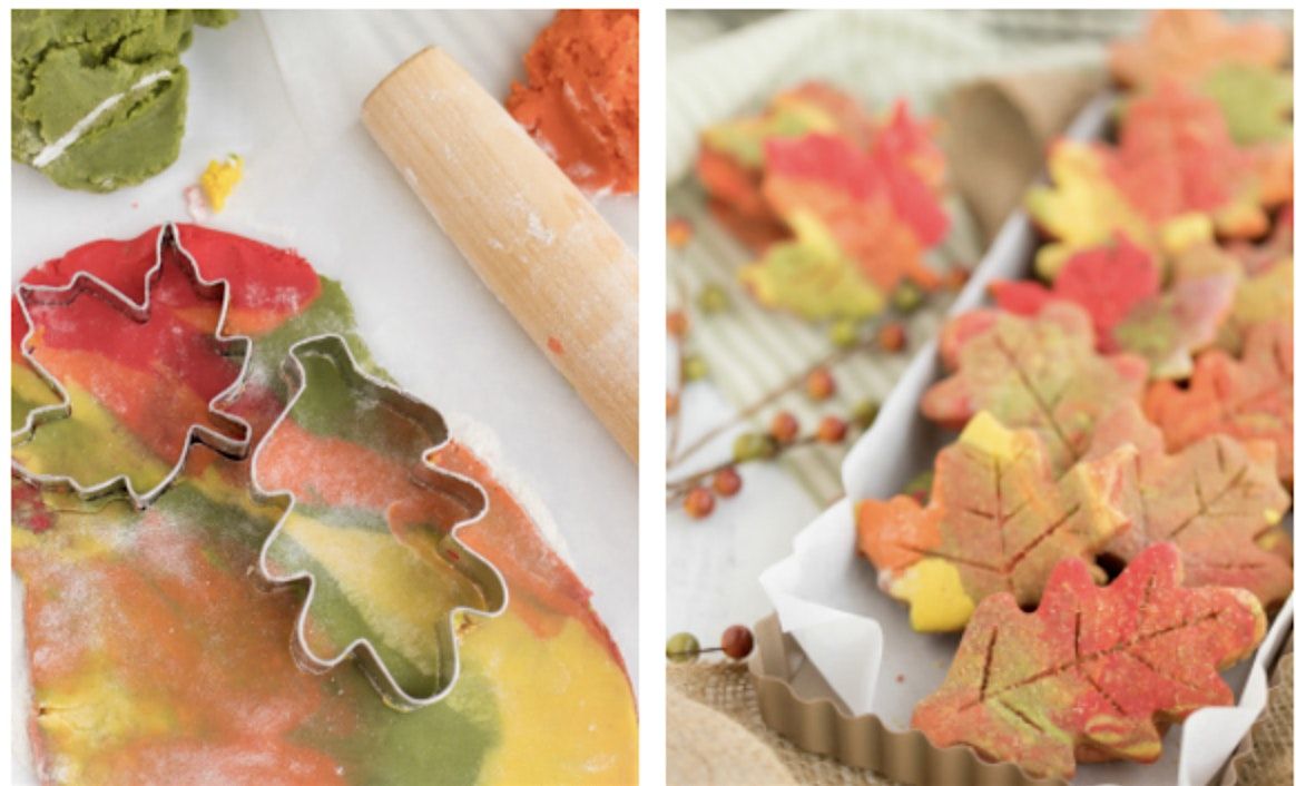 Kid Sugar Cookie Baking and Decorating, Marble Fall Leafs