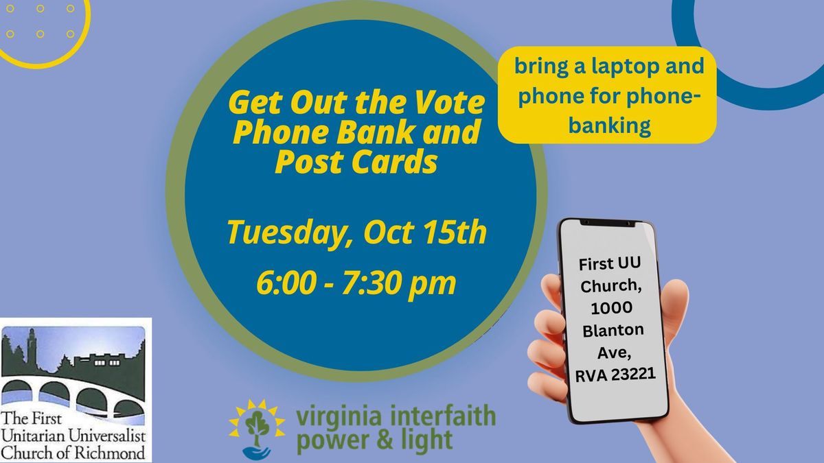 Get Out the Vote Phone Bank and Post Card Party