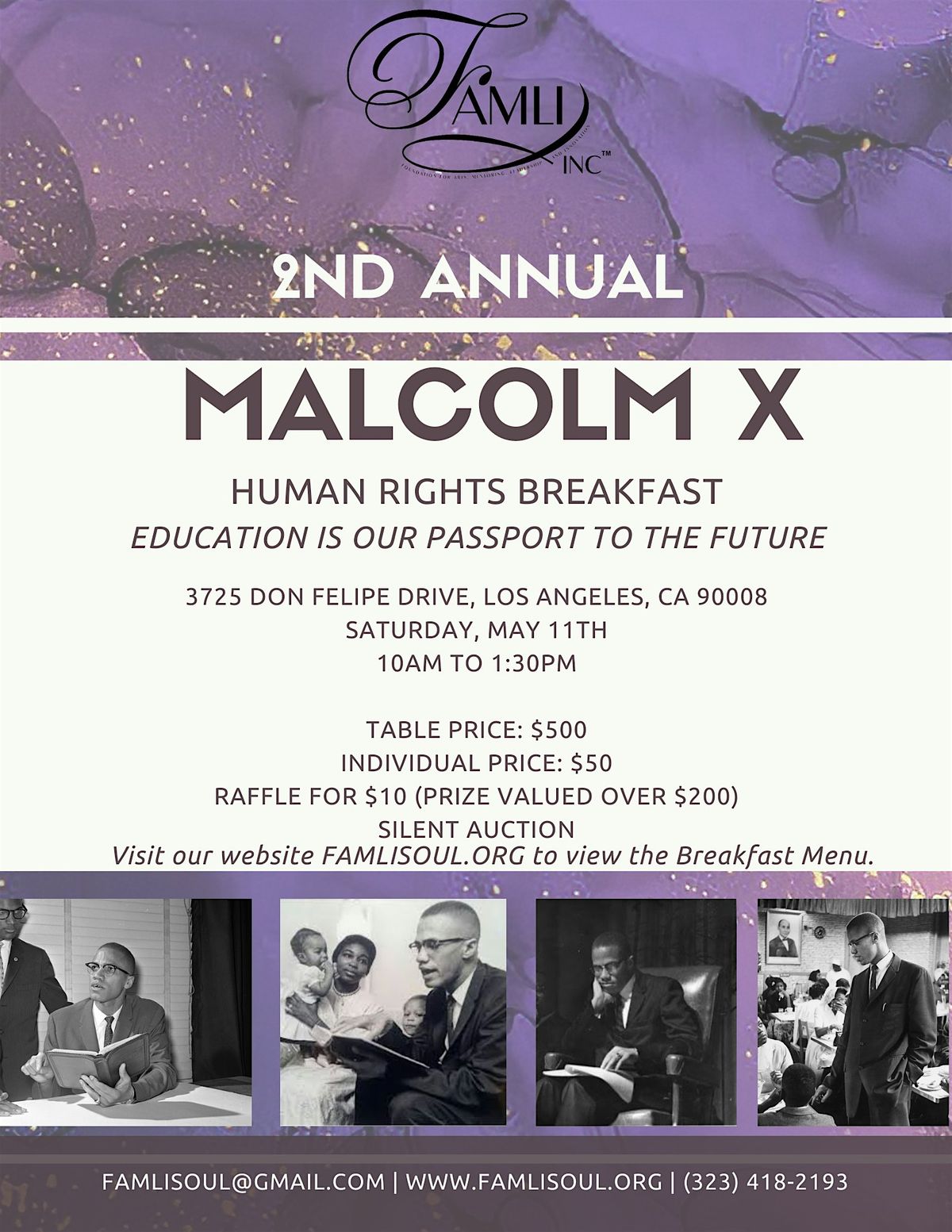 FAMLI's Second annual MALCOLM X HUMAN RIGHTS BREAKFAST!