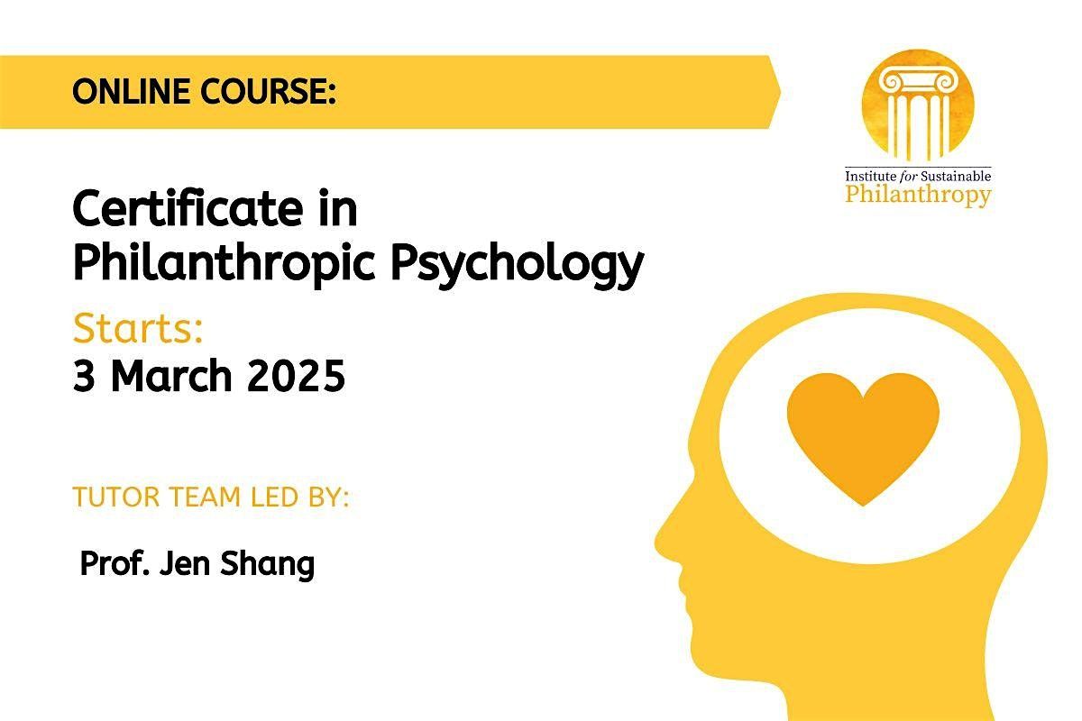 Certificate in Philanthropic Psychology  (3rd March 2025)