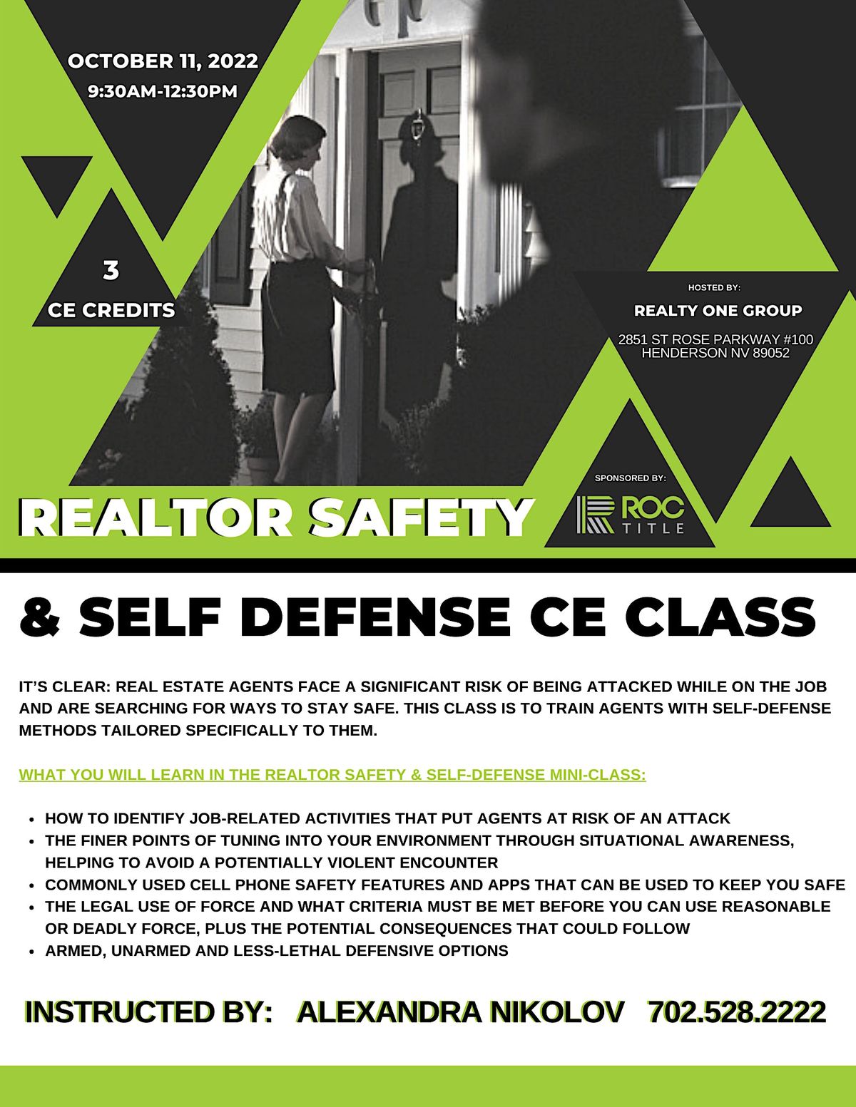 CE Class-Realtor Safety and Self Defense