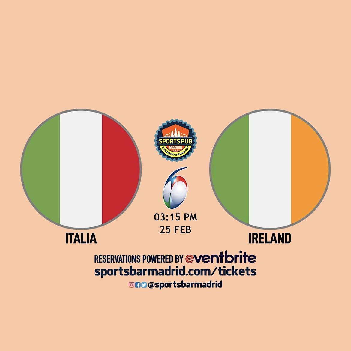 Italy v Ireland | Rugby Six Nations - Sports Pub San Mateo