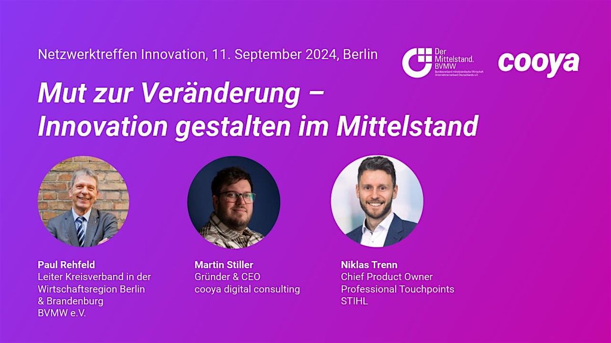 Netzwerktreffen Innovation: Innovation gestalten im Mittelstand